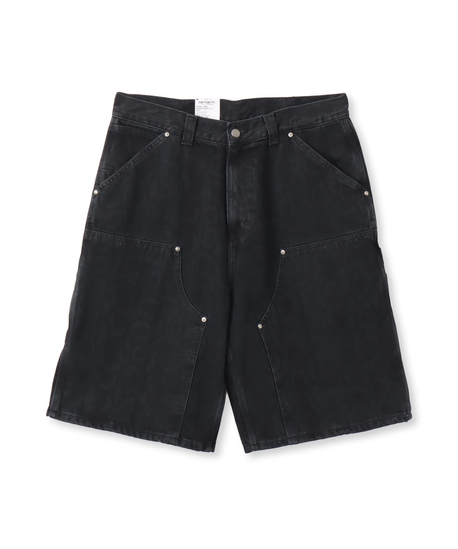 CARHARTT OG DOUBLE KNEE SHORT Camo Black hstone washのメイン画像