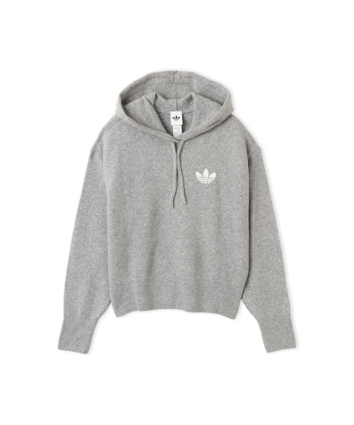 adidas ESSENTIALS KNIT HOODIE ミディアムグレーヘザーのメイン画像