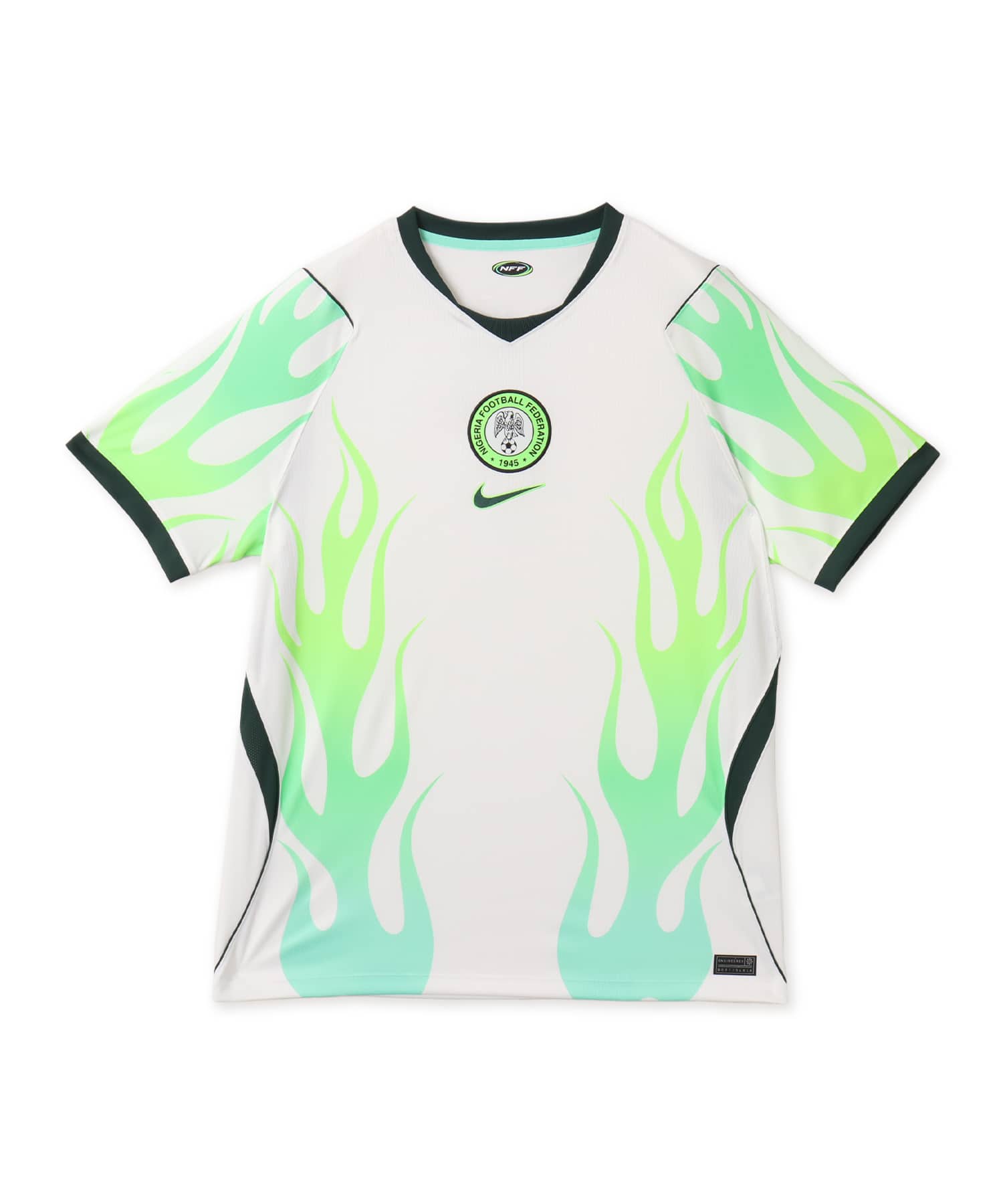 NIKE NFF M NK Dri-FIT Jersey SS Stadium Away WHITE/GREEN GLOW/(BLACK) (NO SPONSOR)のメイン画像