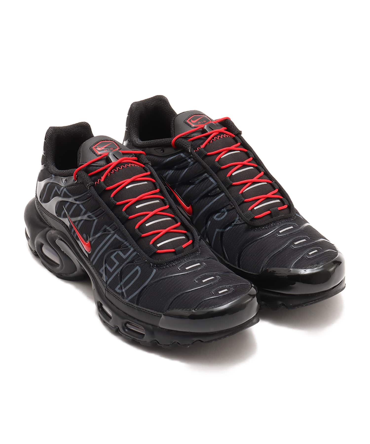 NIKE AIR MAX PLUS BLACK/UNIVERSITY RED-WOLF GREYのメイン画像