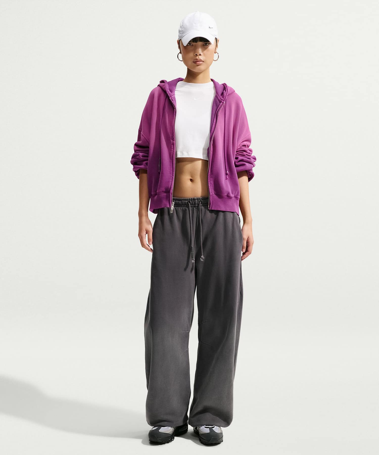 NIKE W NRG NK STUDIO FLEECE HOODIE BOLD BERRYのメイン画像