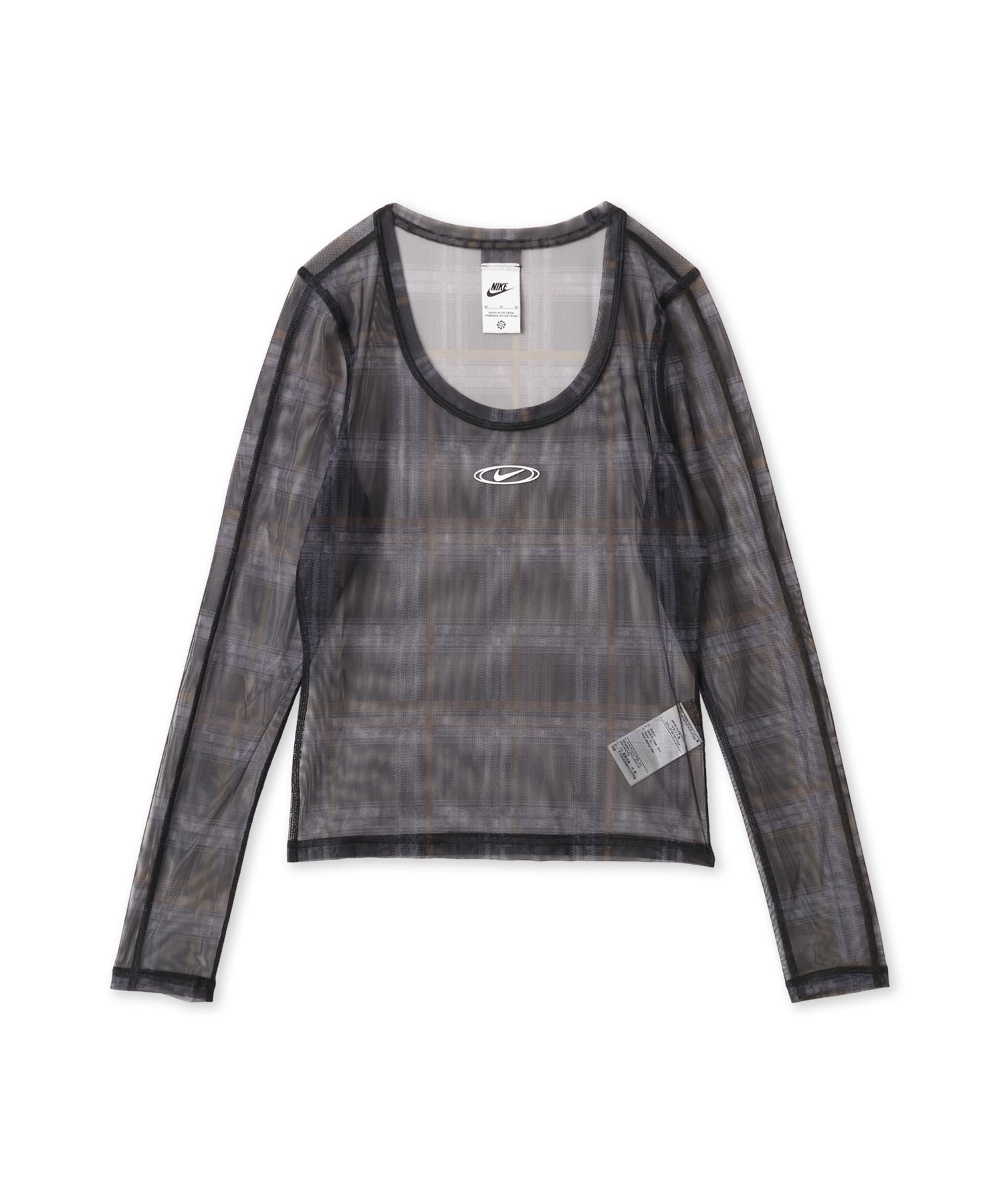NIKE AS W NK LS BODY BLD MESH PRNT BLACKのメイン画像