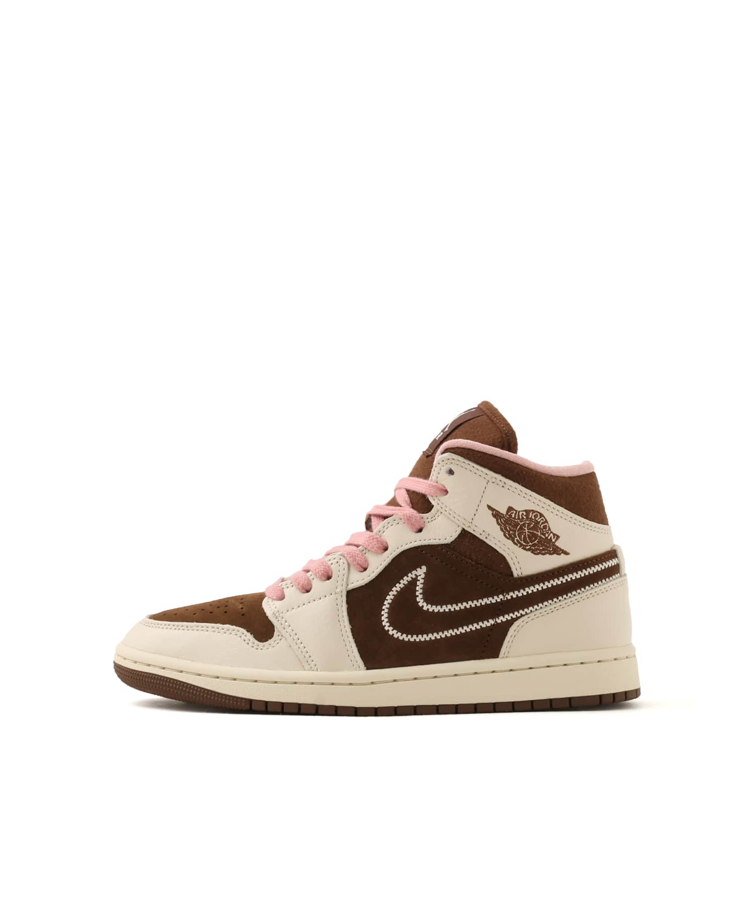 JORDAN BRAND WMNS AIR JORDAN 1 MID SE CACAO WOW/PEARL WHITE-RUST PINKのメイン画像