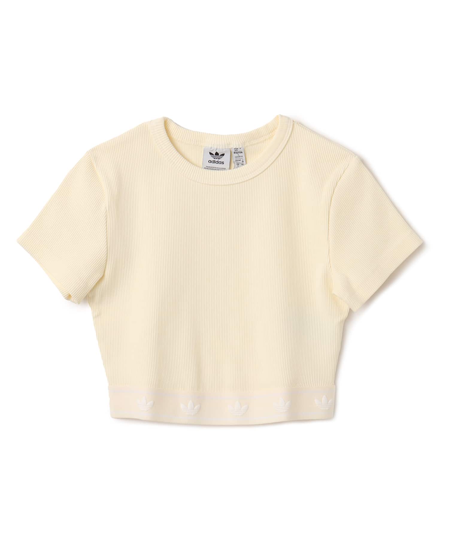 adidas RIB SHORT SLEEVE TOP クリームホワイトのメイン画像