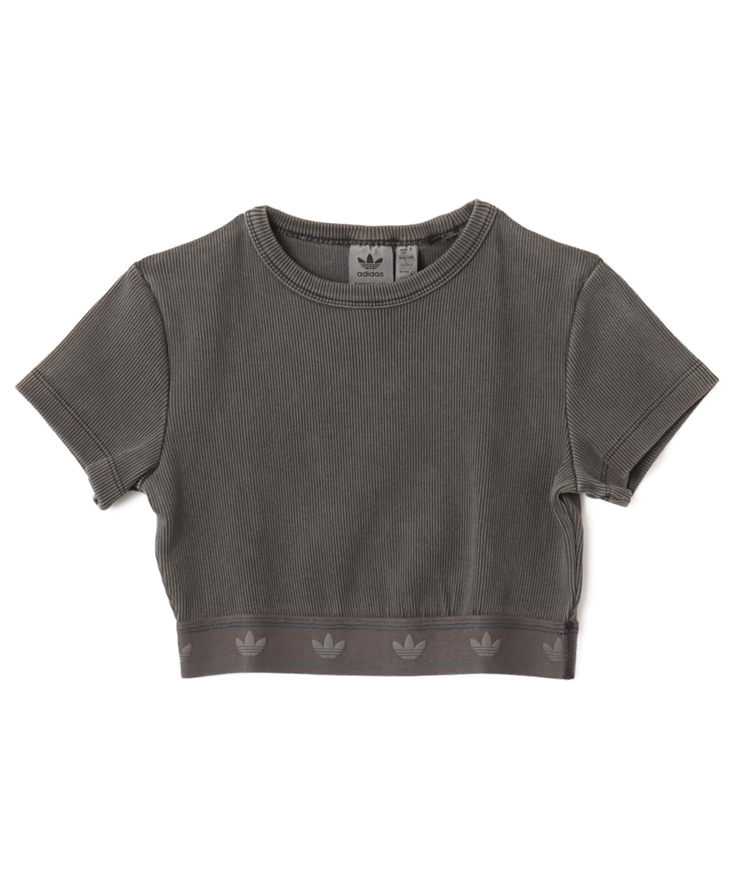 adidas RIB SHORT SLEEVE TOP ブラック（アディダス リブ