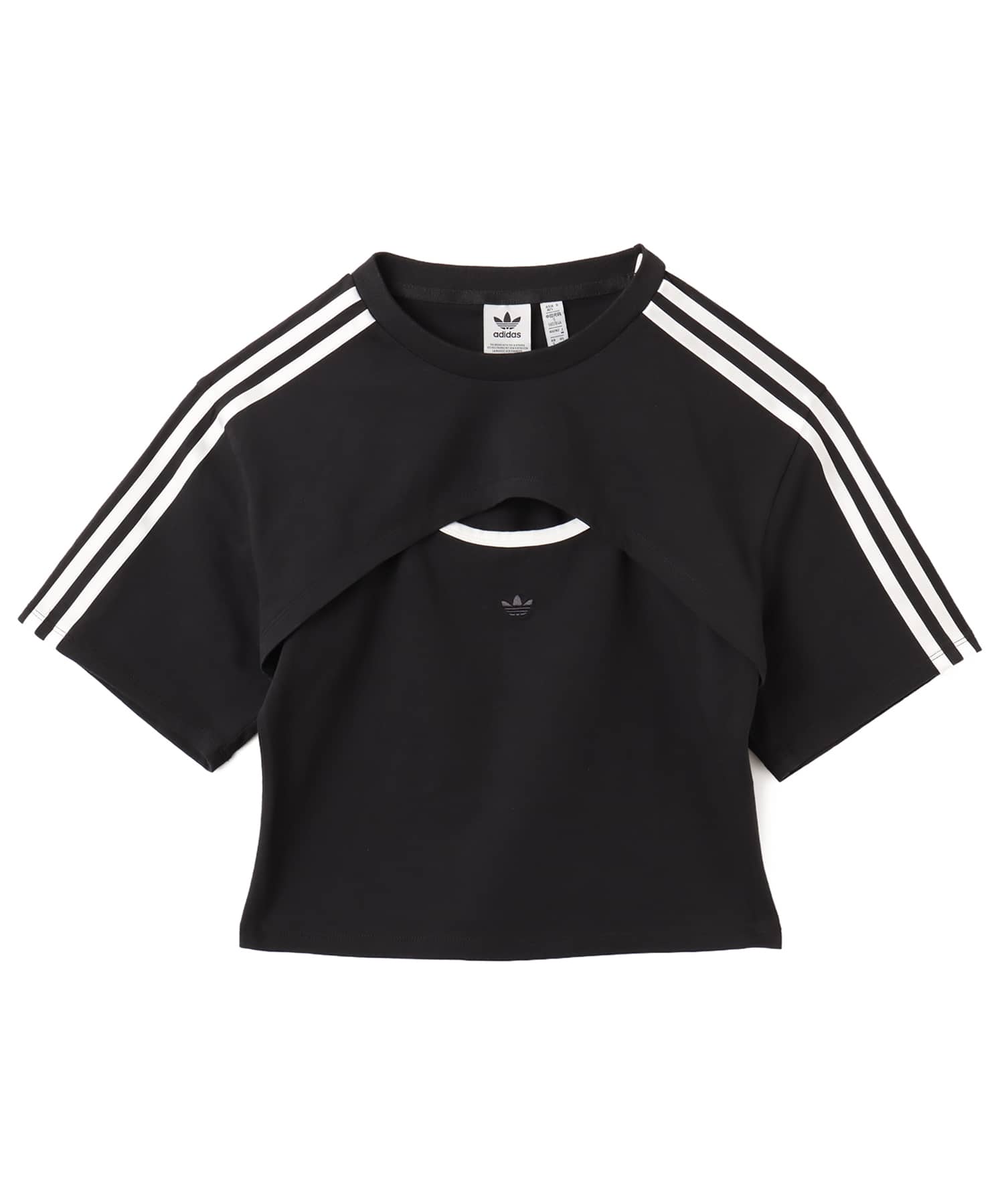 adidas CUT-OUT TEE ブラック/ホワイトのメイン画像