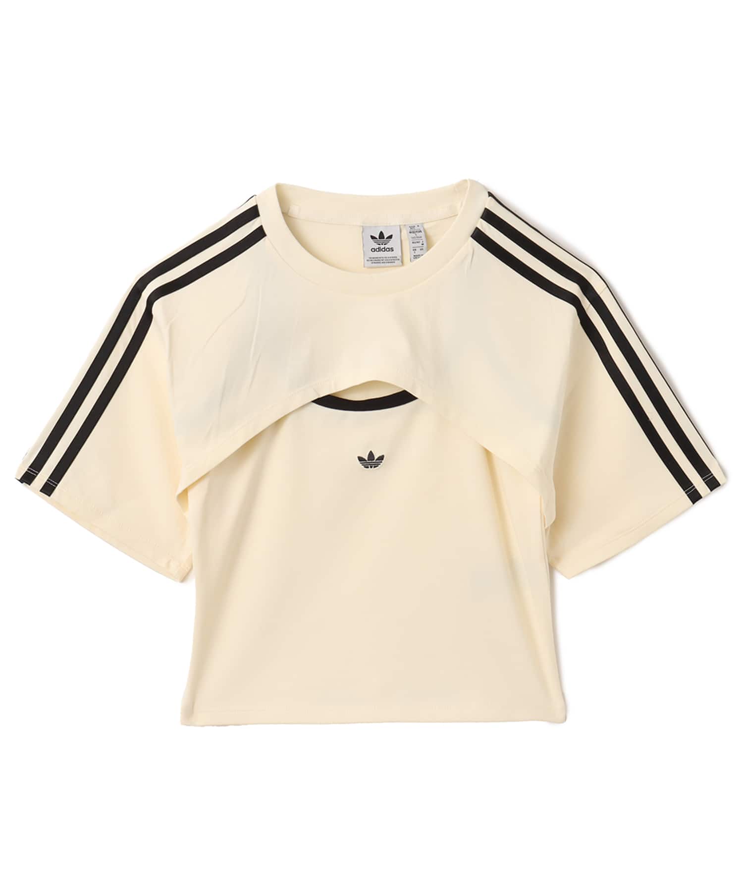 adidas CUT-OUT TEE クリームホワイト/ブラックのメイン画像