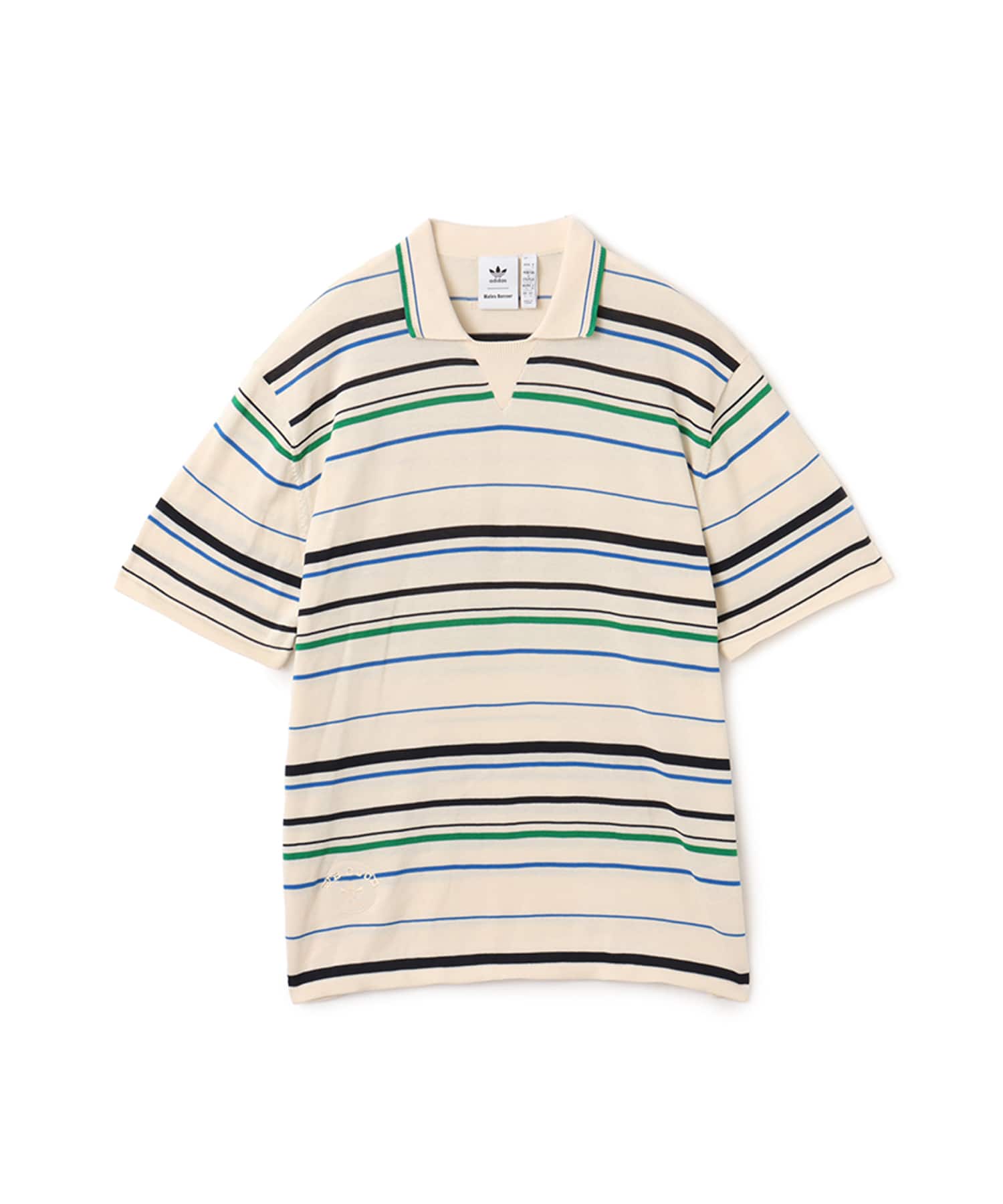 adidas WALES BONNER KNIT POLO SHIRT ワンダーホワイト/グリーン/ブルーバード/ナイトインディゴのメイン画像