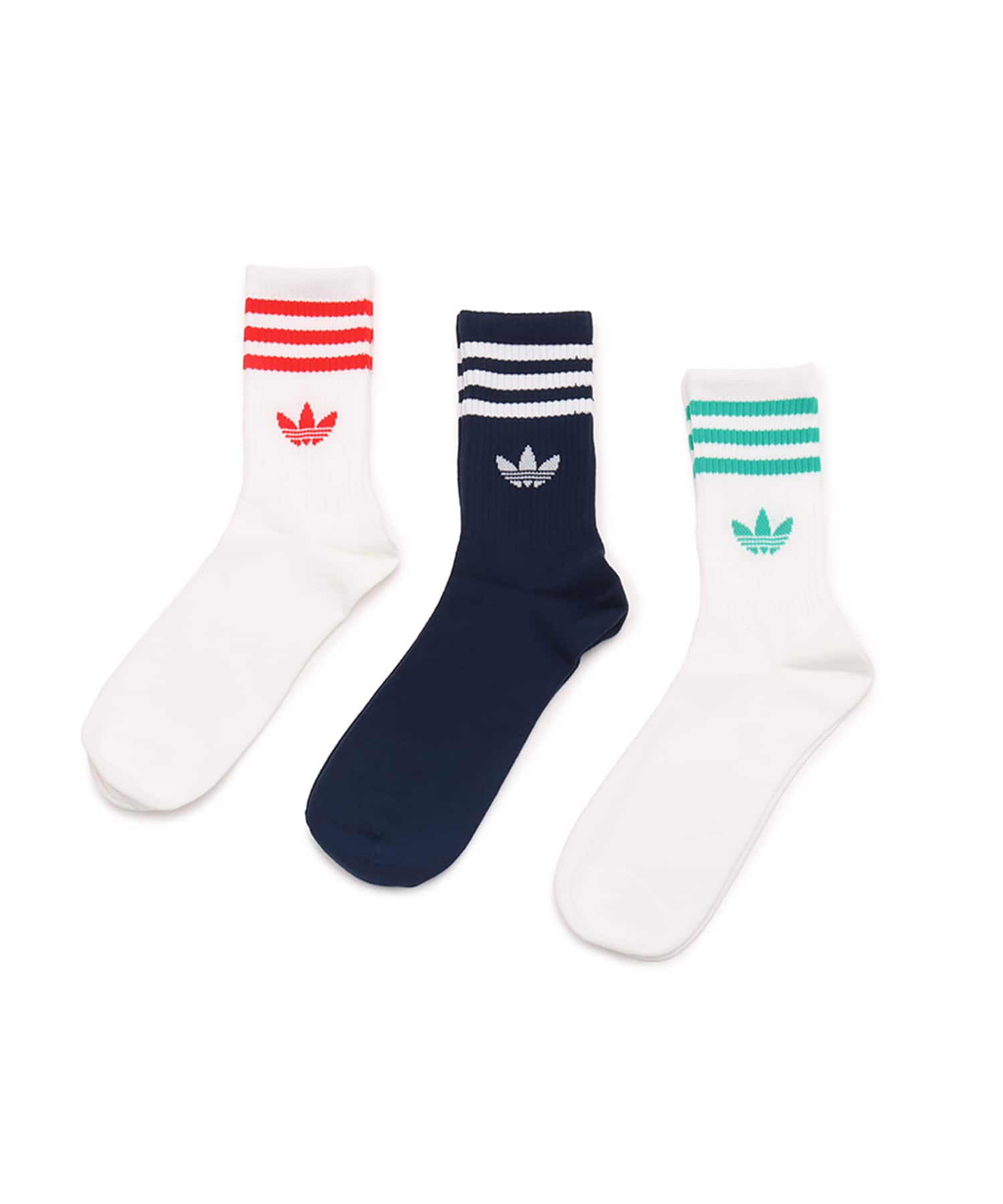 adidas 3-STRIPES CREW SOCKS 3 PAIRS ホワイト/ナイトインディゴ/ホワイトのメイン画像