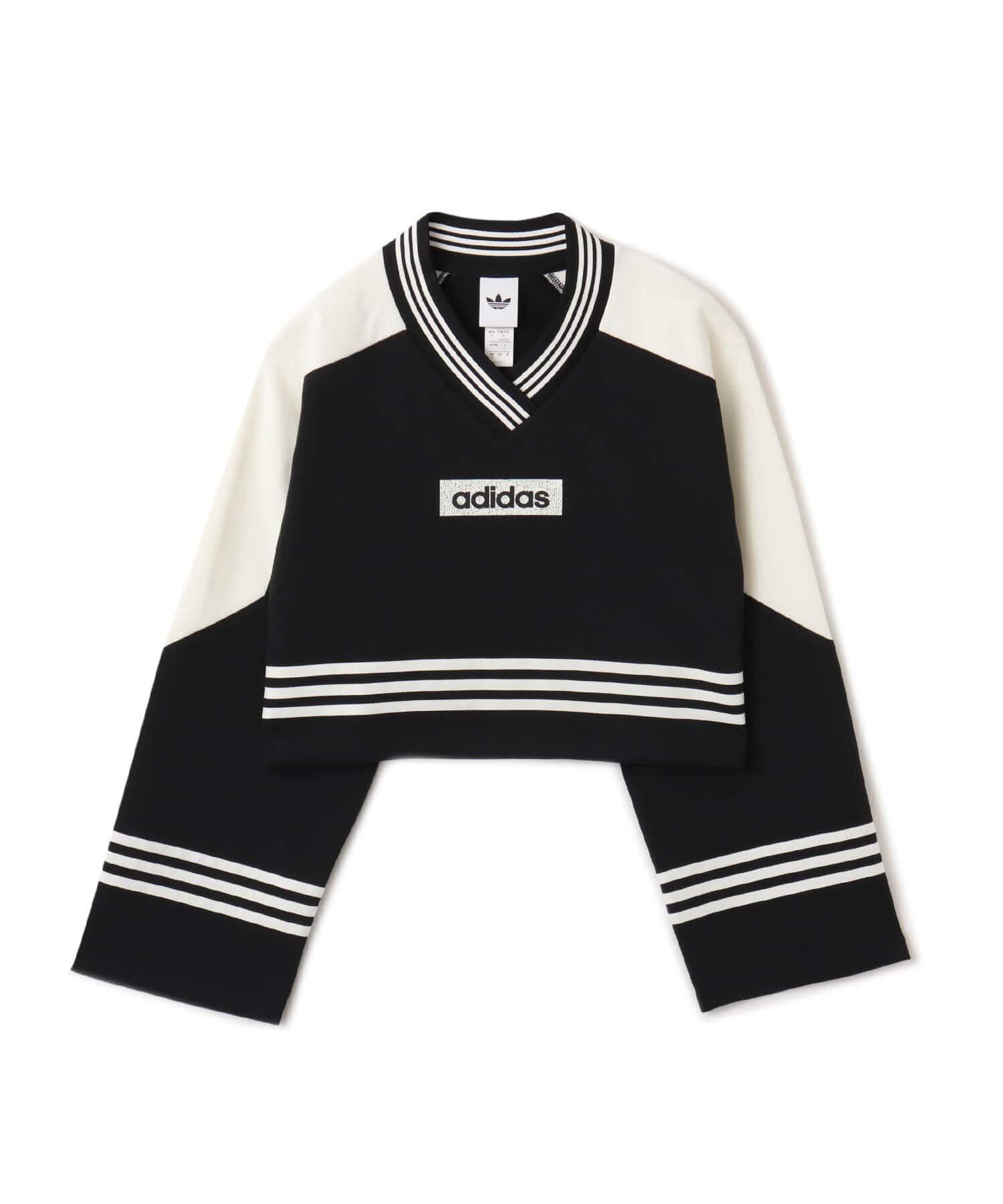 adidas BLOCKING CREWNECK SWEATSHIRT ブラック/オフホワイトのメイン画像