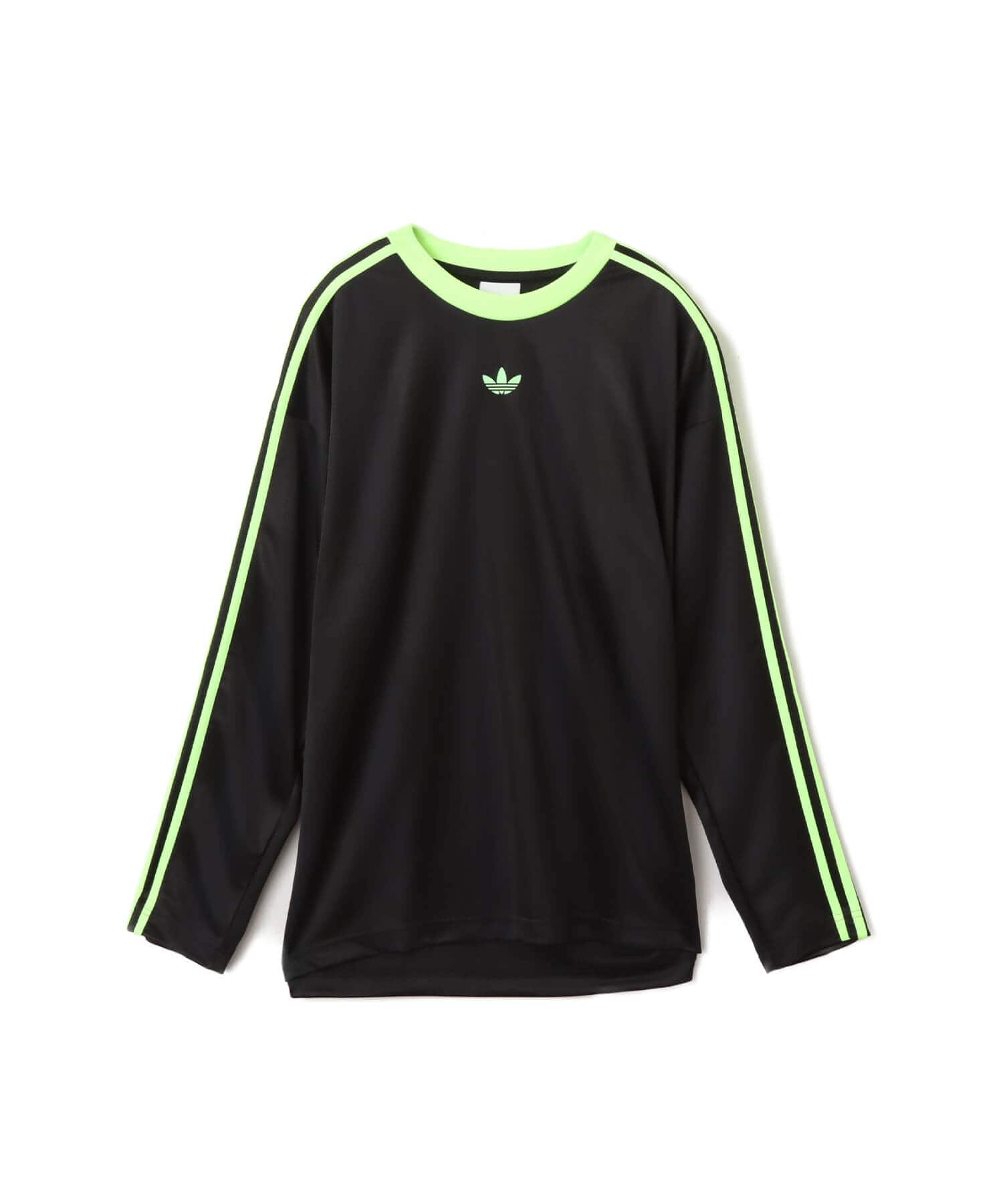 adidas ADICOLOR JACQUARD LONG SLEEVE JERSEY ブラック/シグナルグリーンのメイン画像