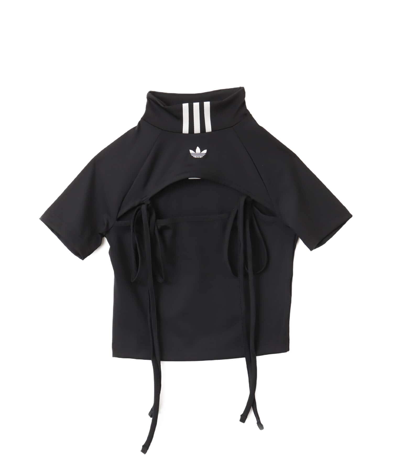 adidas RIBBON CUT OUT CROP TOP ブラックのメイン画像