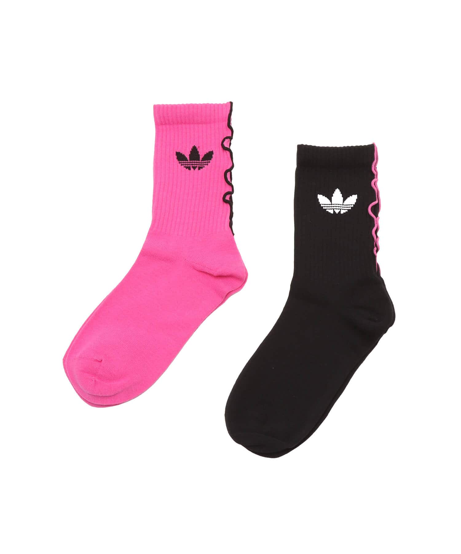 adidas RUFFLE CREW SOCKS 2 PAIRS ブラック/ホワイト/セミルシッドフクシャのメイン画像