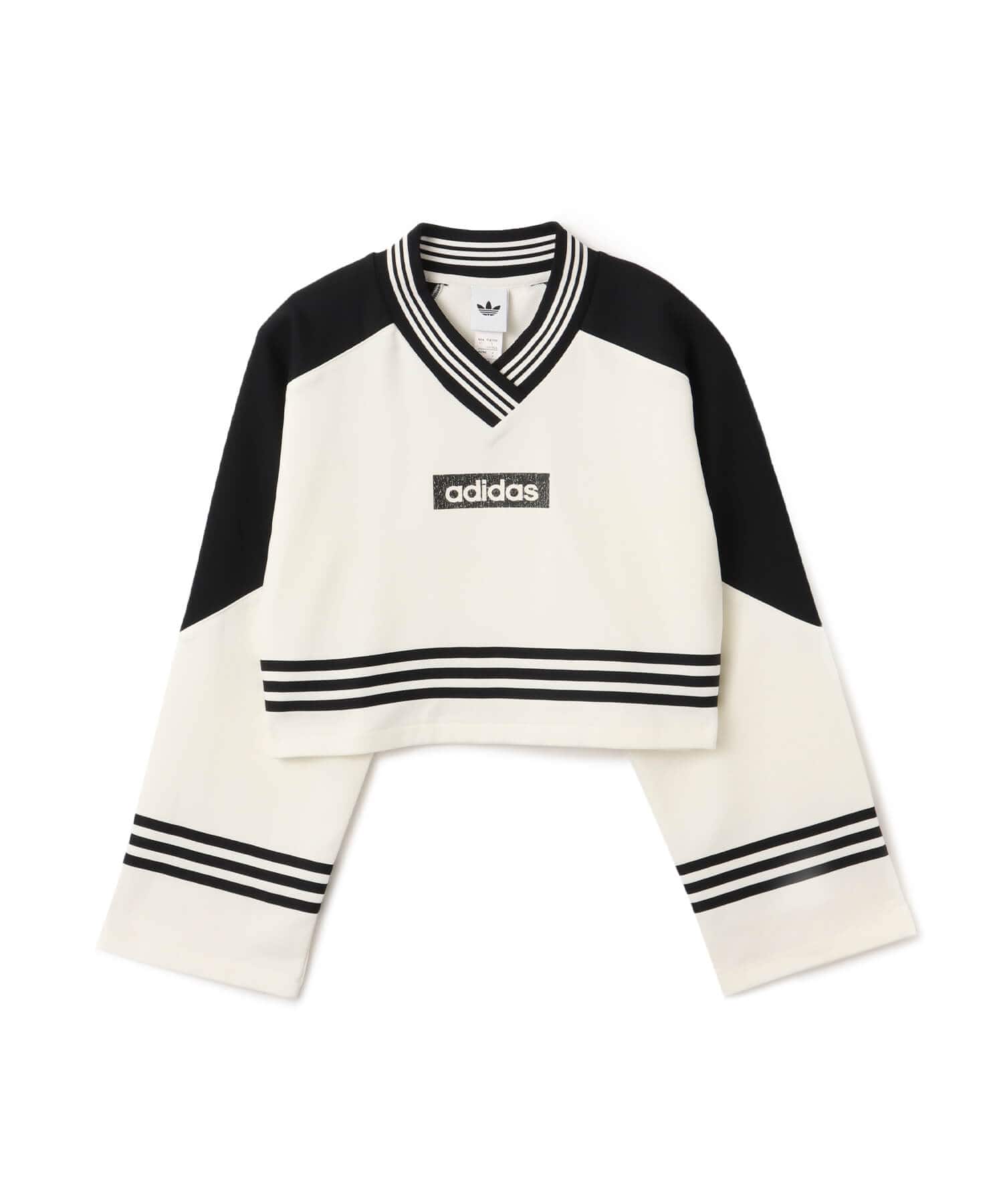 adidas BLOCKING CREWNECK SWEATHSHIRT オフホワイト/ブラックのメイン画像