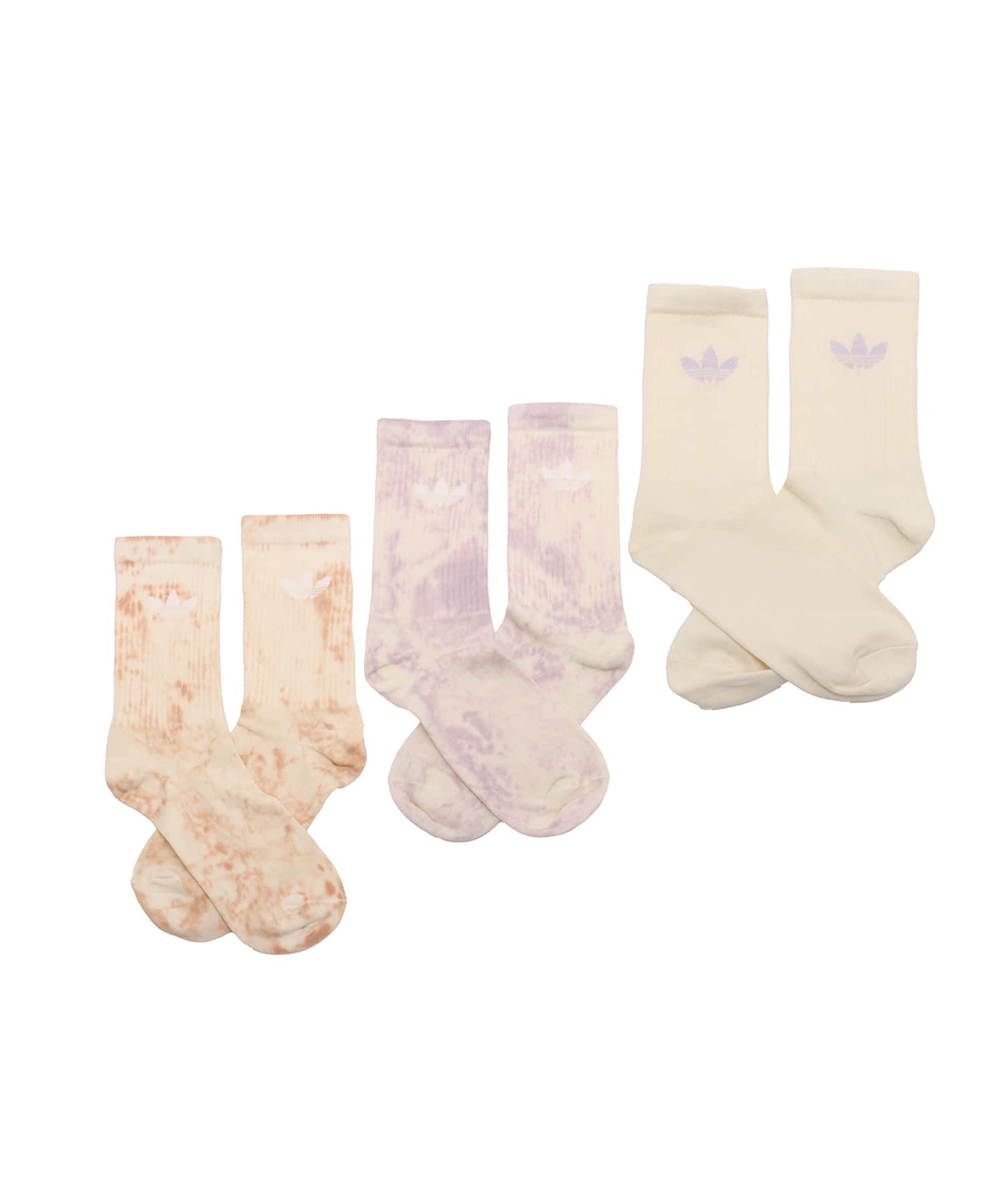 adidas TIE DYE CREW SOCKS 3 PAIRS ヘイローブラッシュ/シルバードーン/クリームホワイトのメイン画像