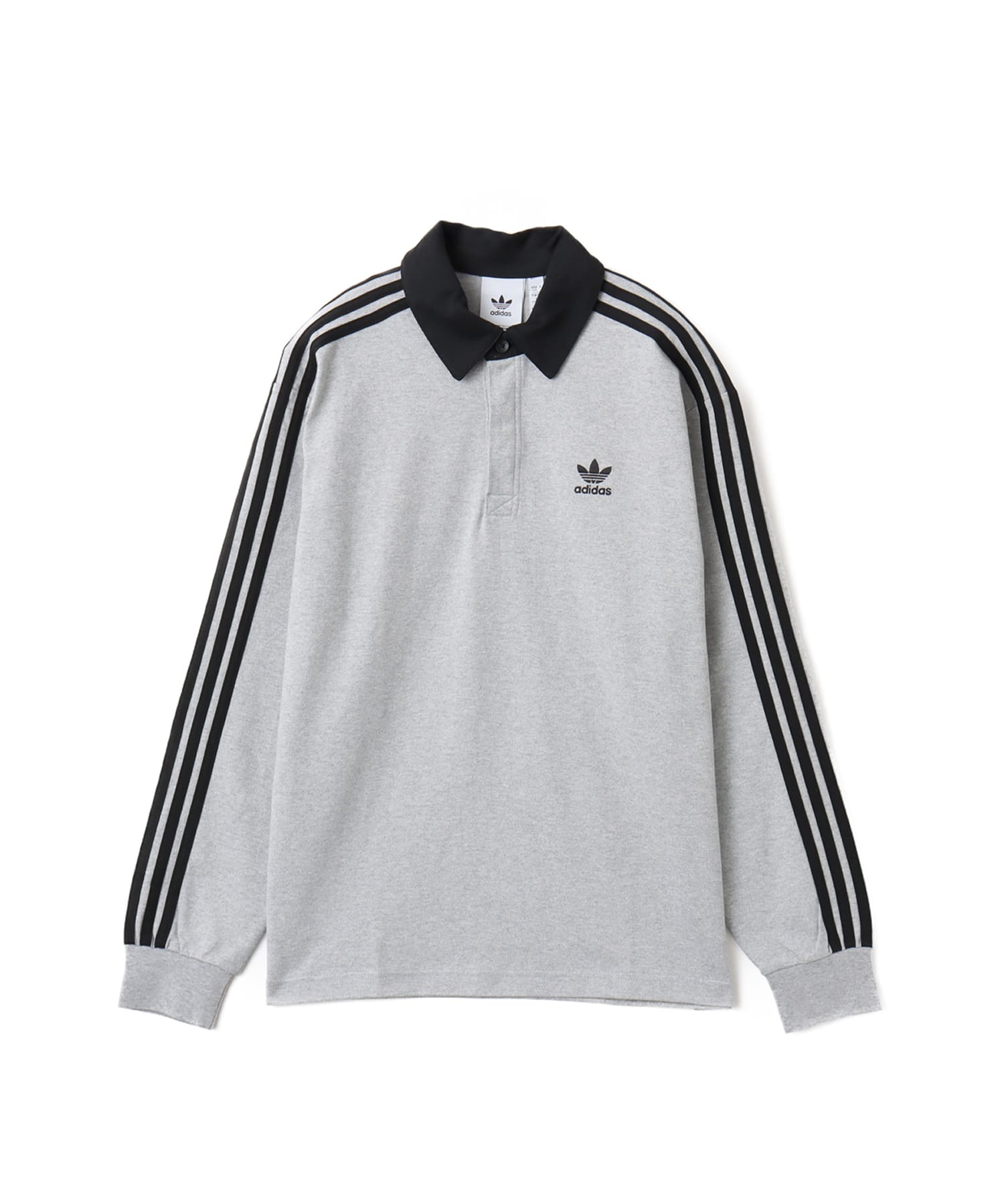 adidas ADICOLOR RUGBY POLO SHIRT ミディアムグレーヘザー/ブラックのメイン画像