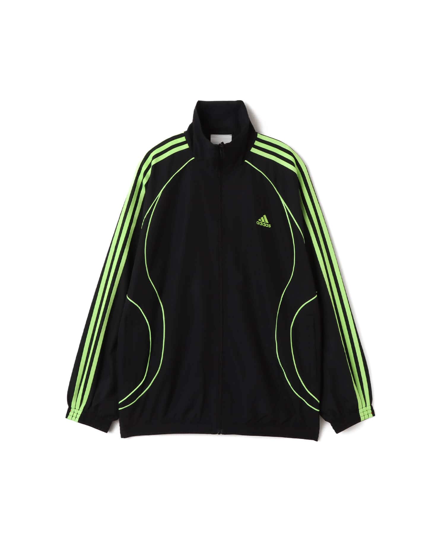 adidas TEAMGEIST ADICOLOR OVERSIZED WOVEN TRACK TOP ブラック/シグナルグリーンのメイン画像