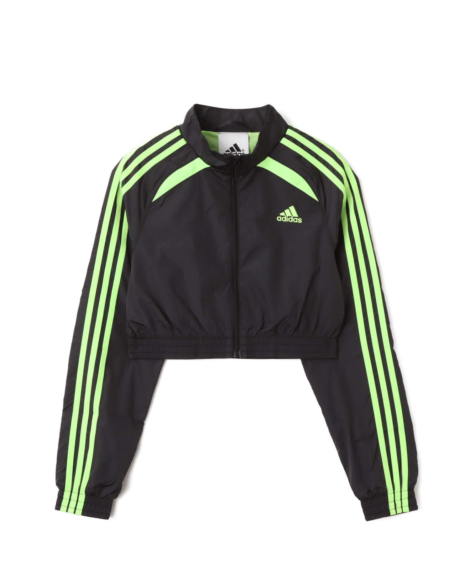 adidas TEAMGEIST ADICOLOR  CROPPED TRACK TOP ブラック/シグナルグリーンのメイン画像