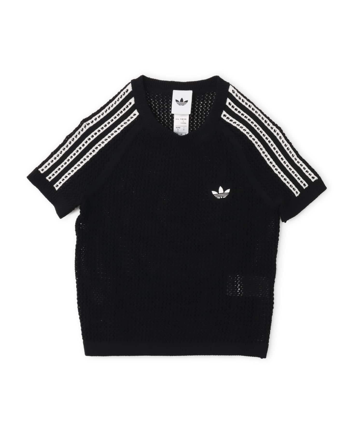 adidas KNITTED CROCHET CALI TEE ブラックのメイン画像