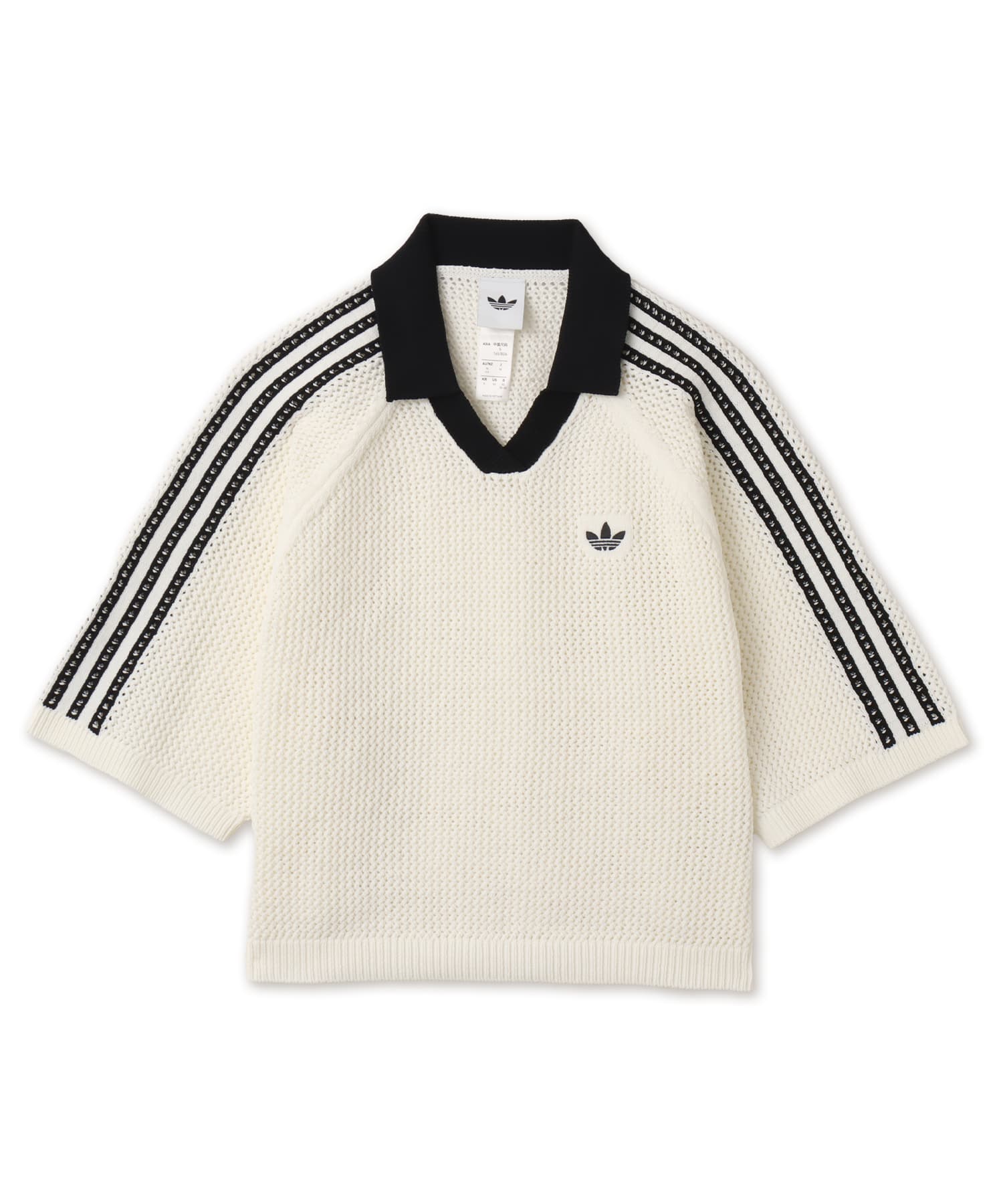 adidas KNITTED CROCHET POLO オフホワイトのメイン画像