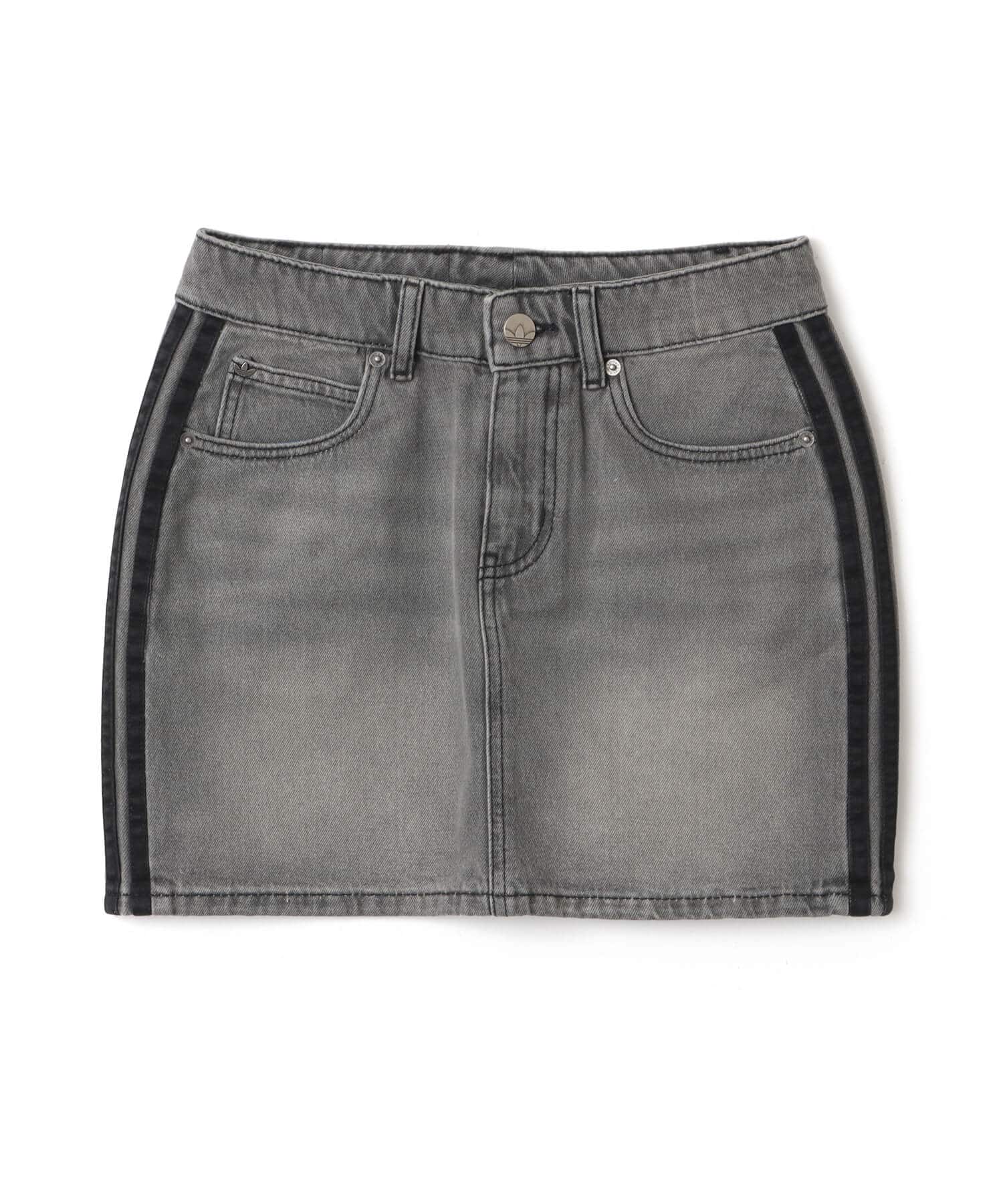 adidas 3 STRIPES SKIRT DENIM ウォッシュドグレーデニムのメイン画像