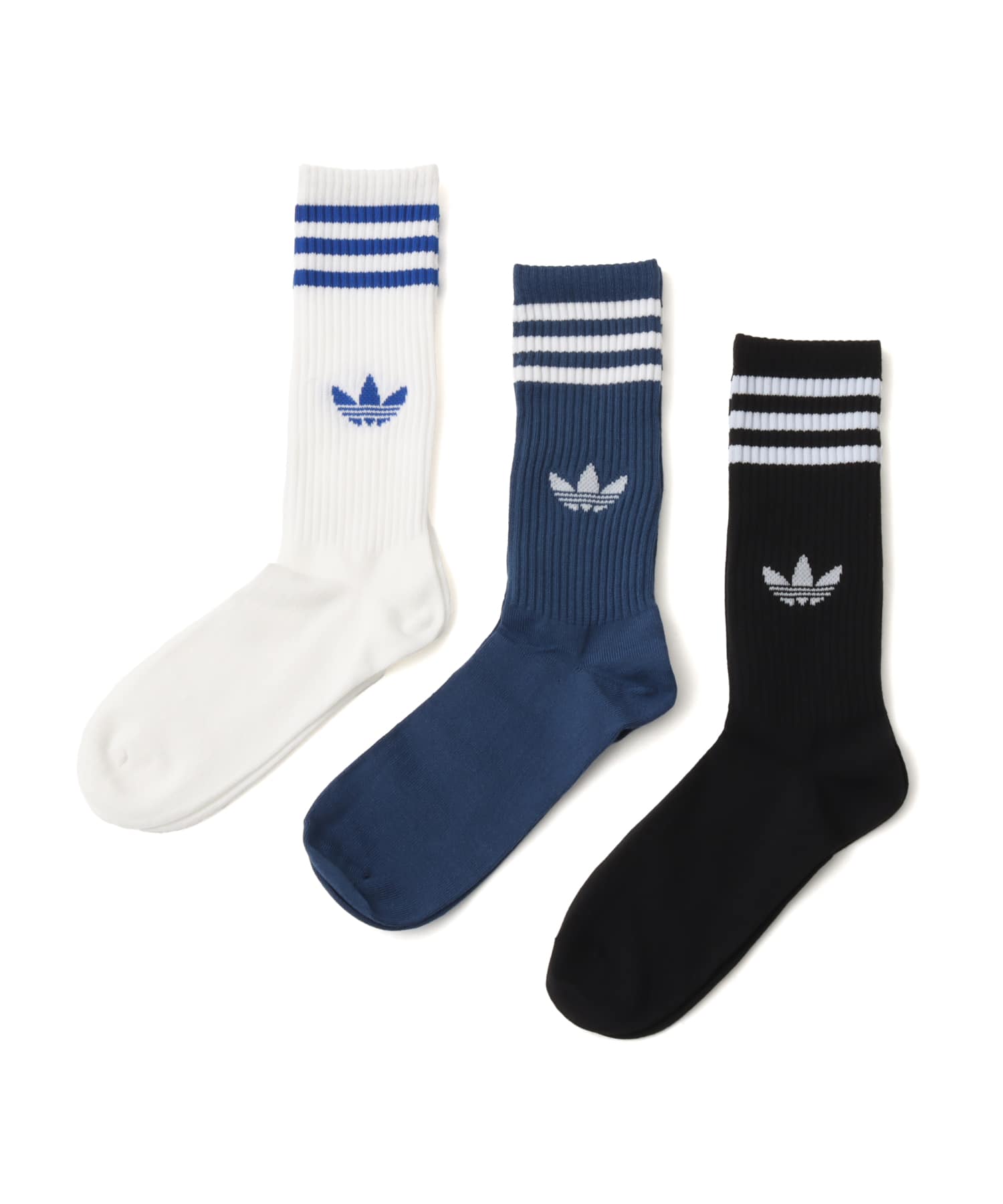 adidas 3 STRIPES HIGH CREW SOCKS 3 PAIRS ホワイト/ナイトマリン/ブラックのメイン画像