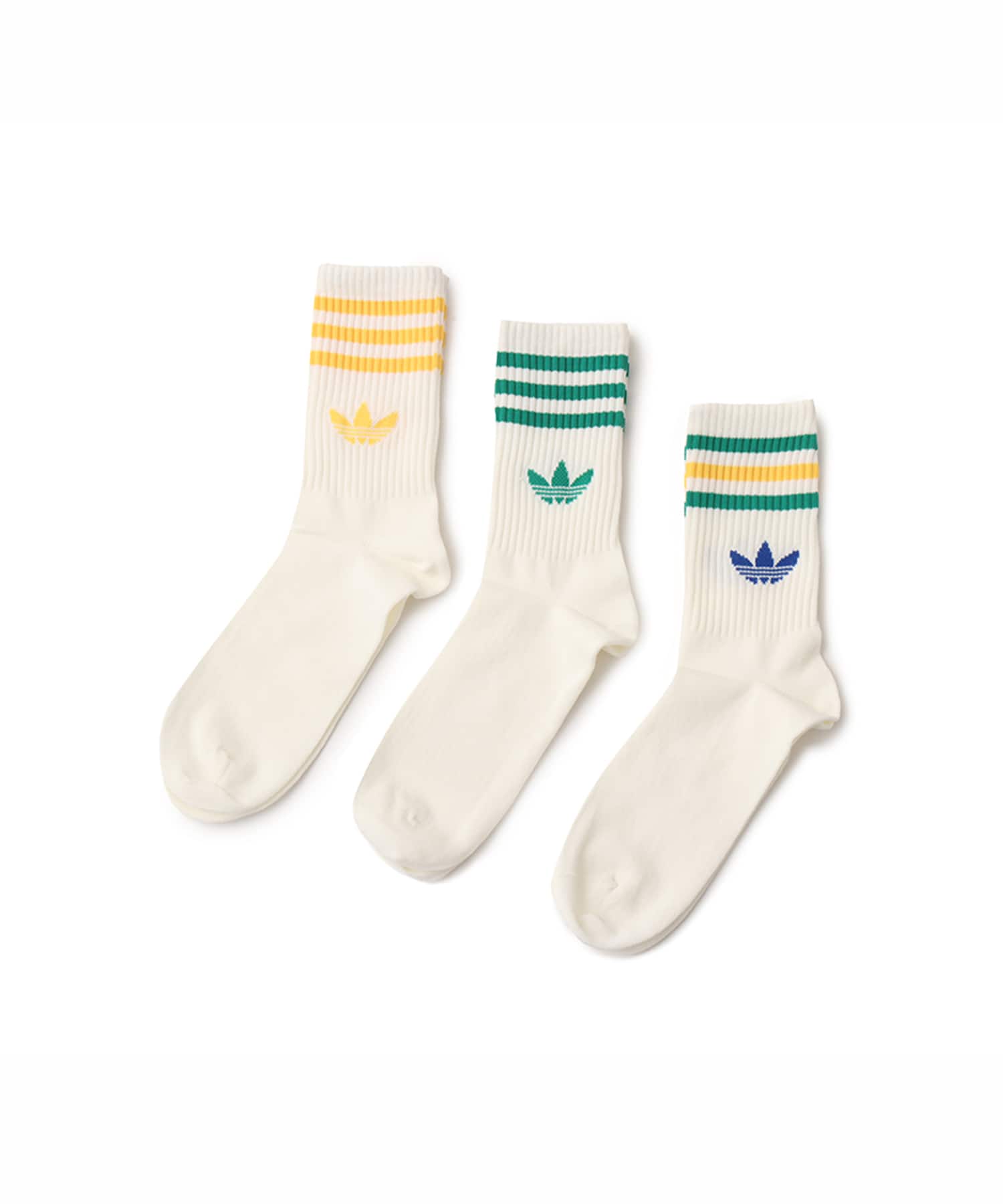 adidas 3 STRIPES CREW SOCKS 3 PAIRS オフホワイト/オフホワイト/オフホワイトのメイン画像