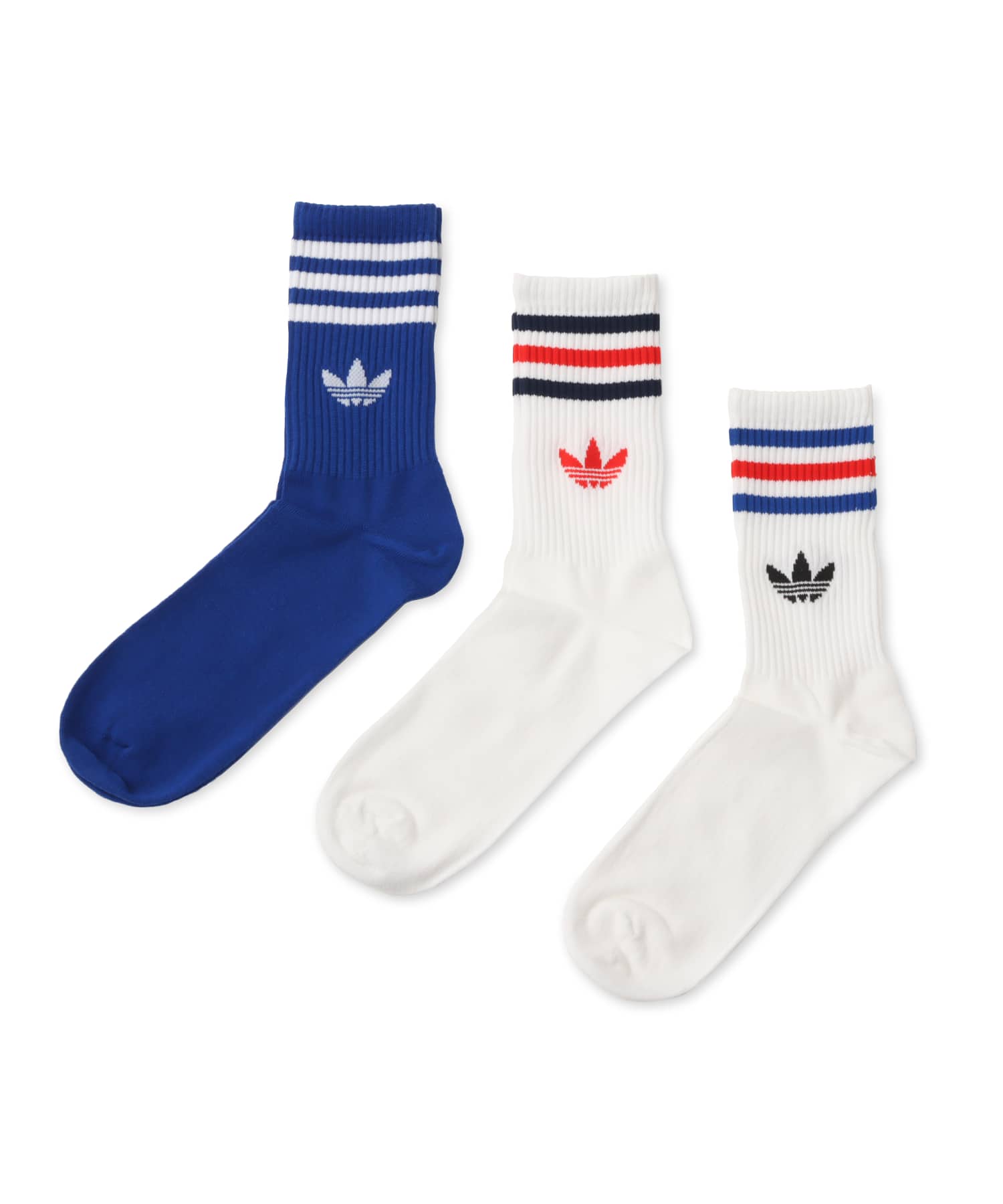 adidas 3 STRIPES CREW SOCKS 3 PAIRS ホワイト/ホワイト/カレッジロイヤルのメイン画像