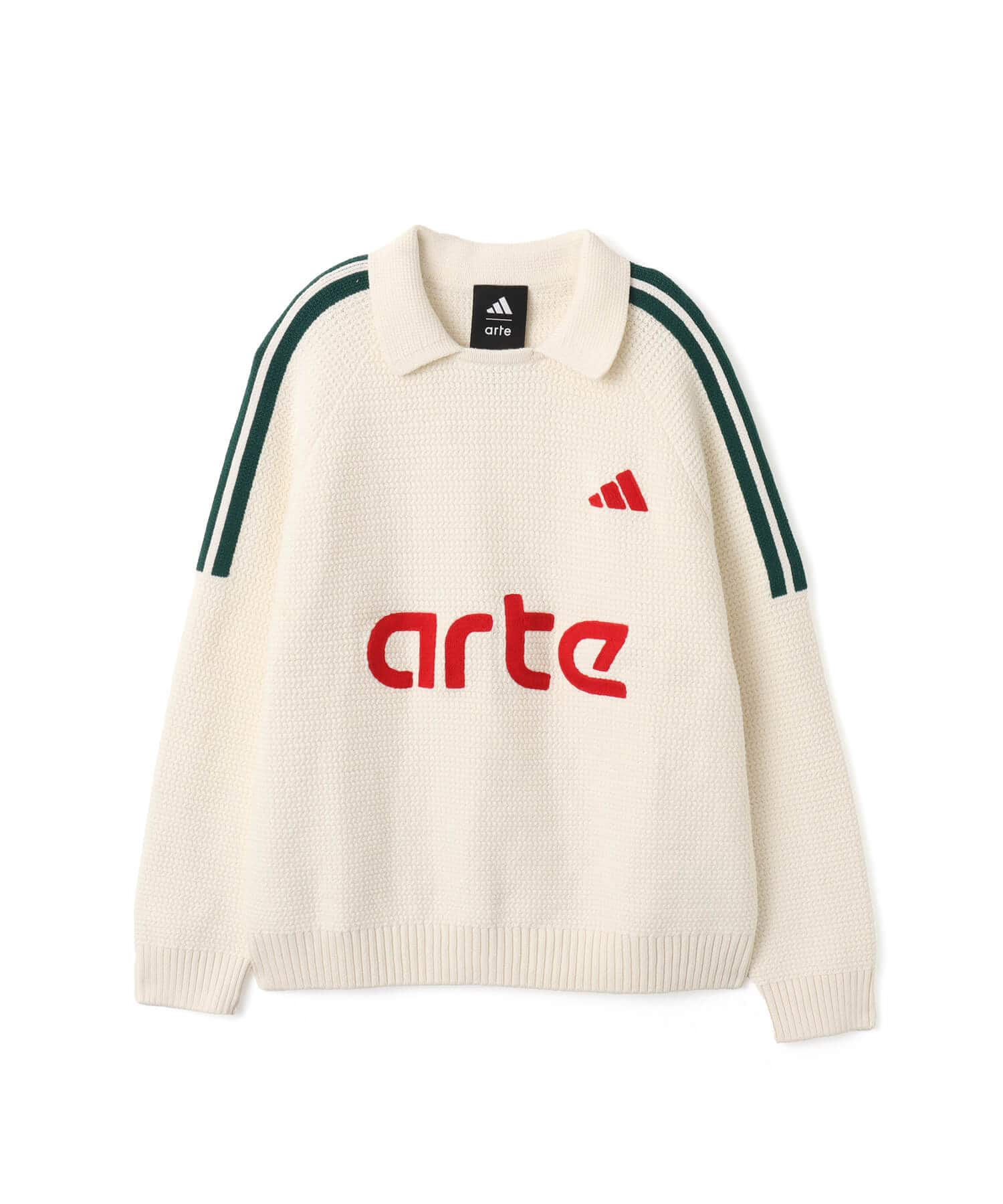 adidas X ARTE ANTWERP KNITTED LONG SLEEVE JERSEY ホワイト/カレッジグリーンのメイン画像