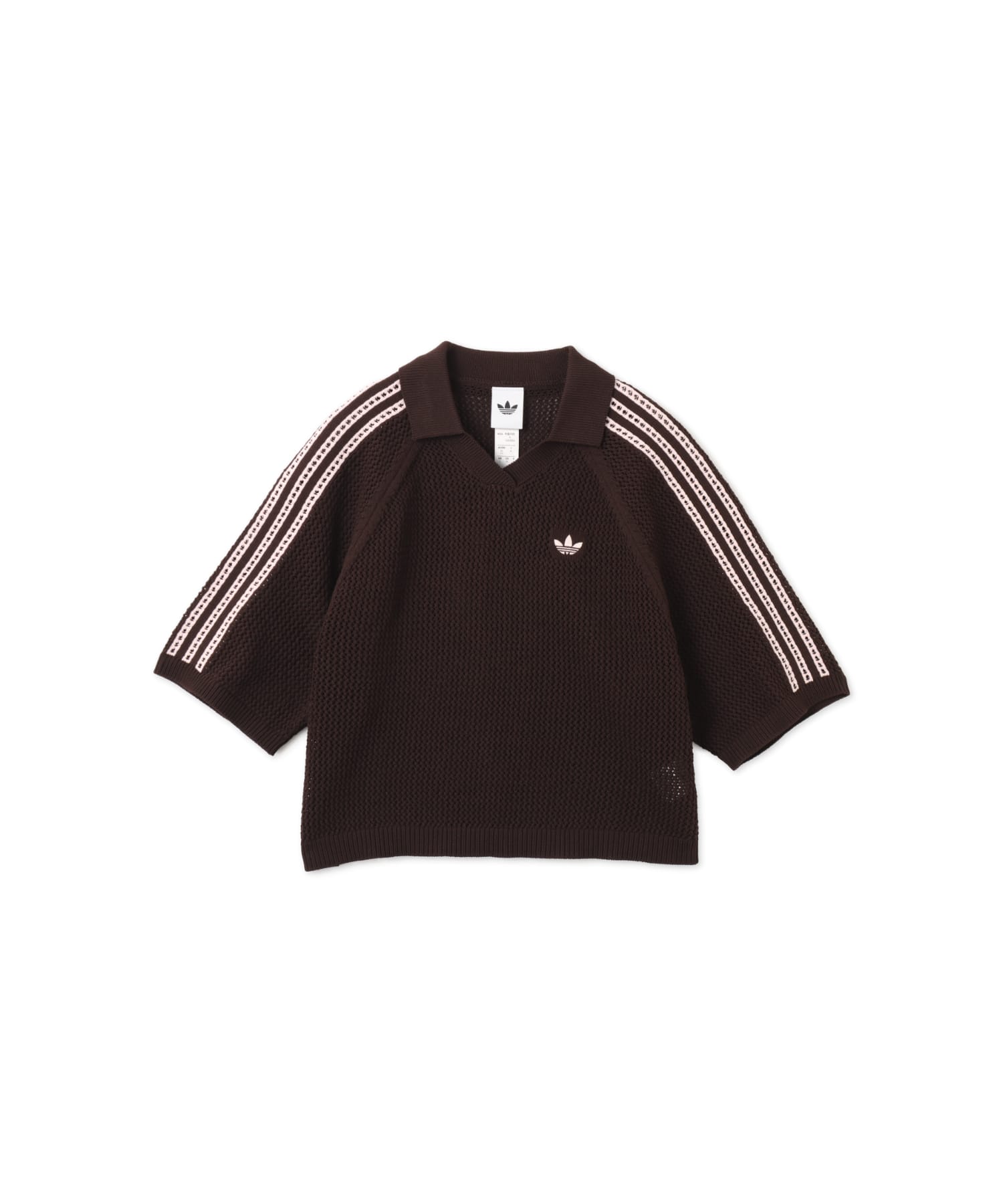 adidas KNITTED CROCHET POLO オーロラコーヒーのメイン画像