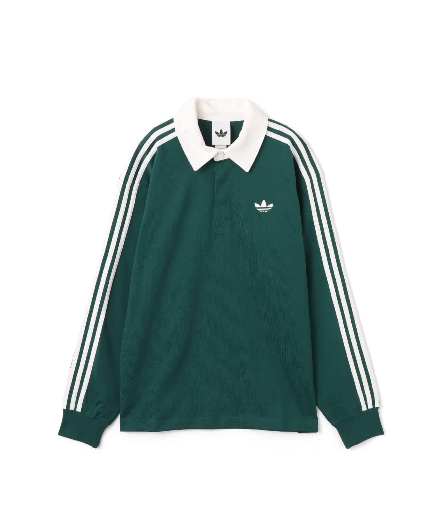adidas 3-STRIPES RUGBY LONGSLEEVE POLO カレッジグリーンのメイン画像