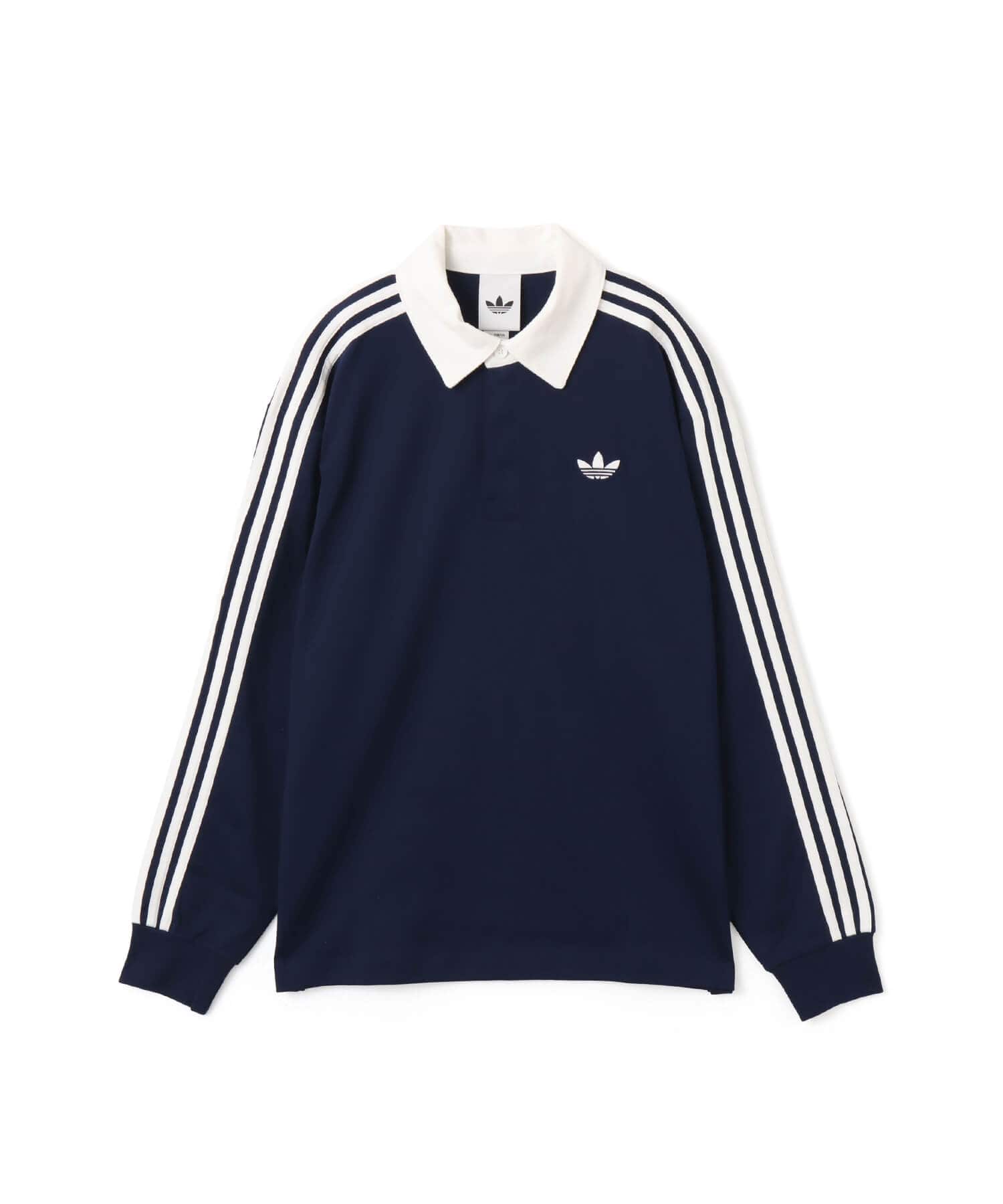 adidas 3-STRIPES RUGBY LONGSLEEVE POLO ナイトインディゴのメイン画像