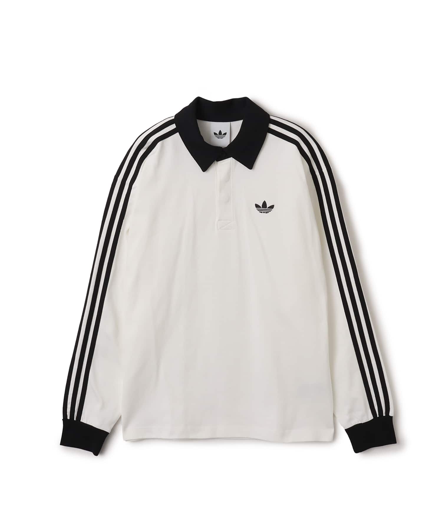 adidas 3-STRIPES RUGBY LONGSLEEVE POLO ホワイトのメイン画像