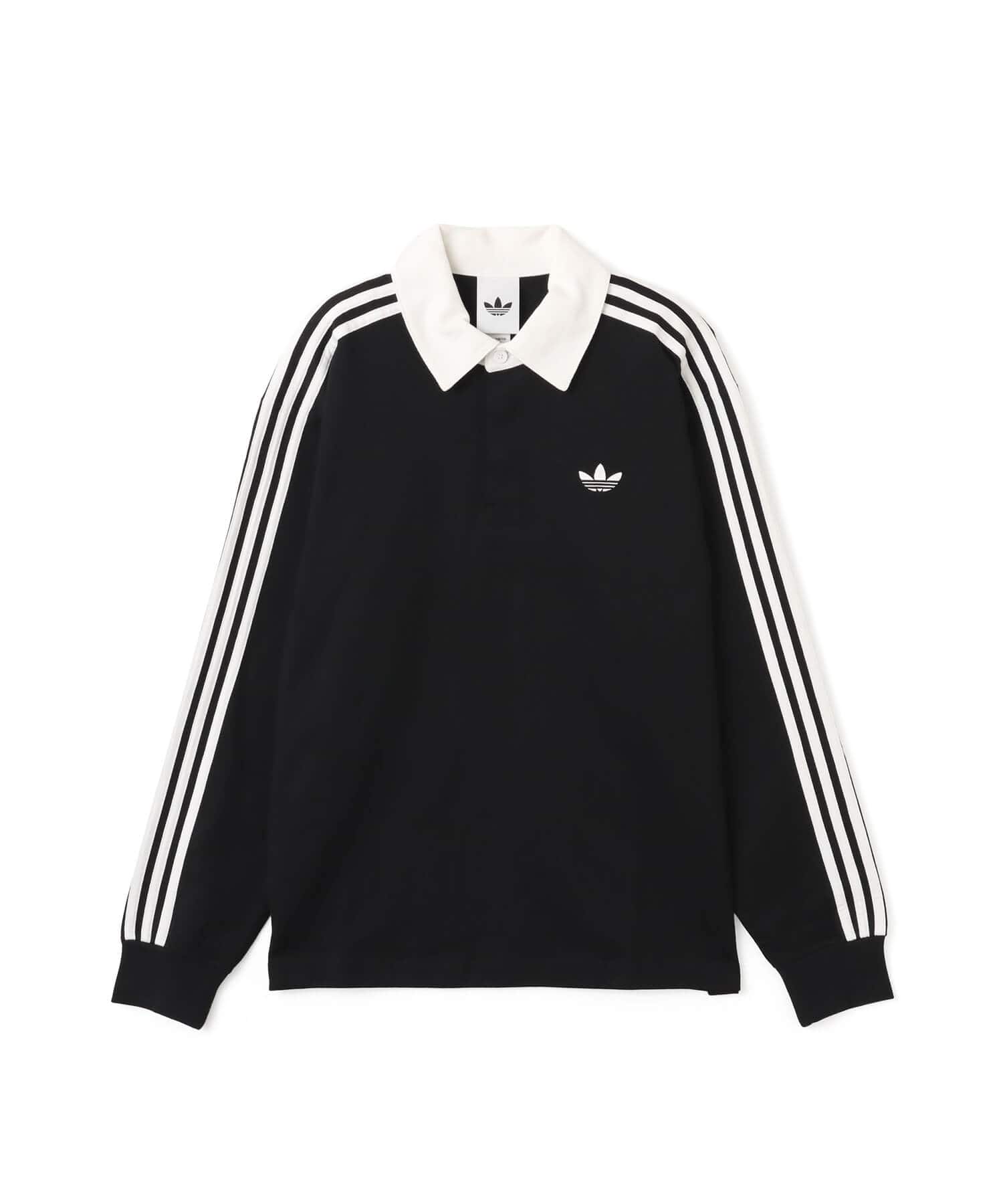 adidas 3-STRIPES RUGBY LONGSLEEVE POLO ブラックのメイン画像