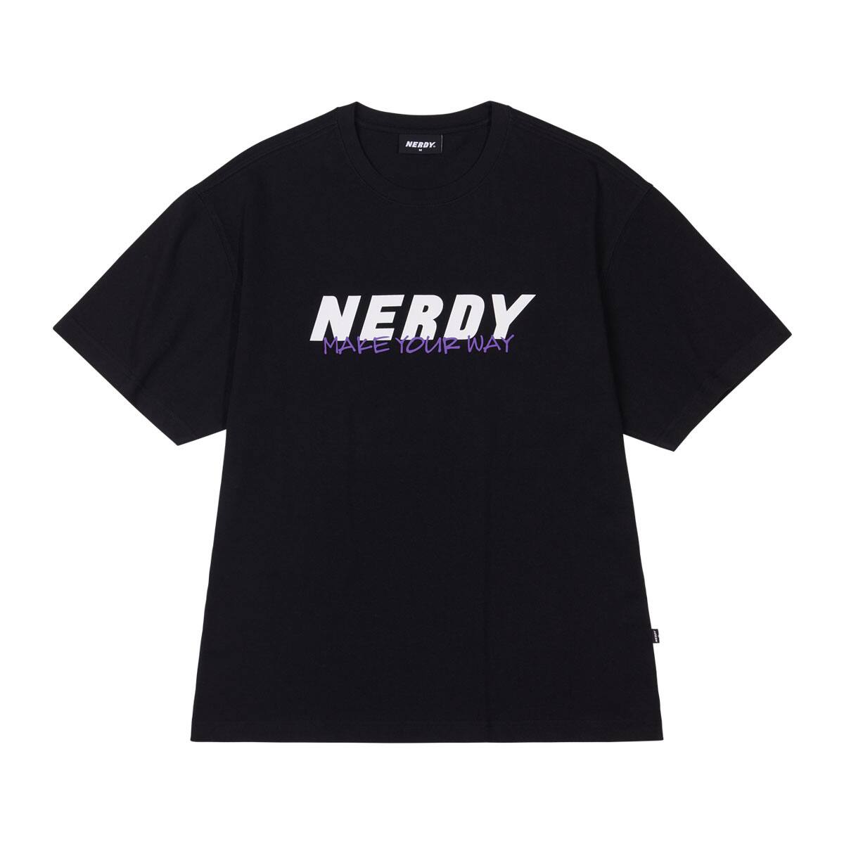 NERDY Slogan 1/2 Sleeve T-shirt BLACK 21SP-I_photo_large