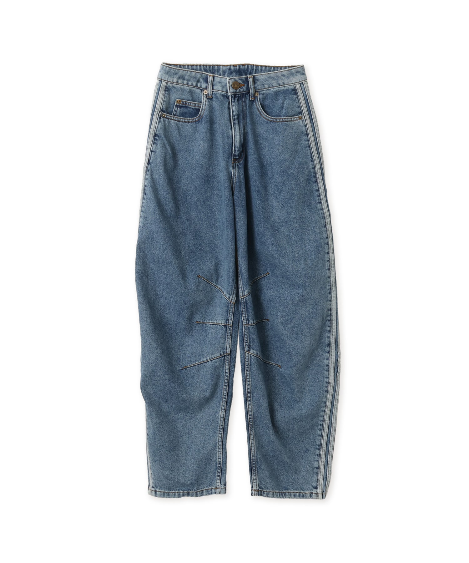 adidas HIGH RISE BARREL LEG DENIM PANT ウォーンブルーデニムのメイン画像