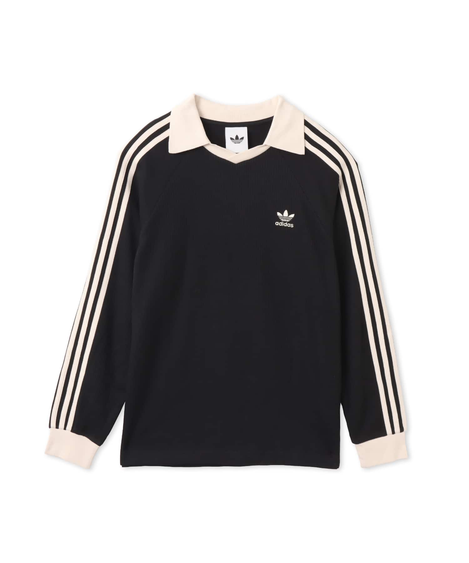 adidas WAFFLE LONG SLEEVE POLO ブラックのメイン画像