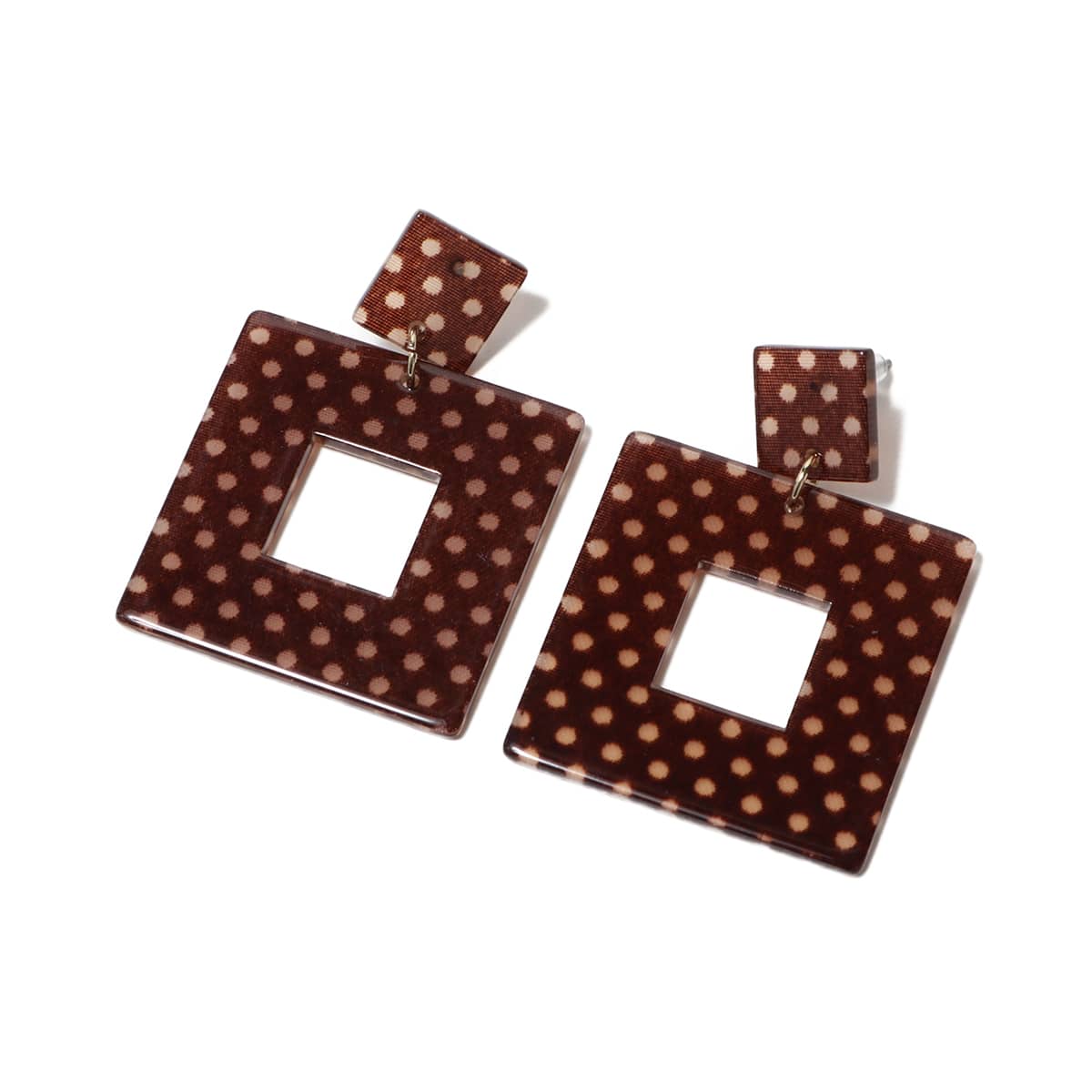 atmos pink ダブルスクエア ピアス BROWNのメイン画像