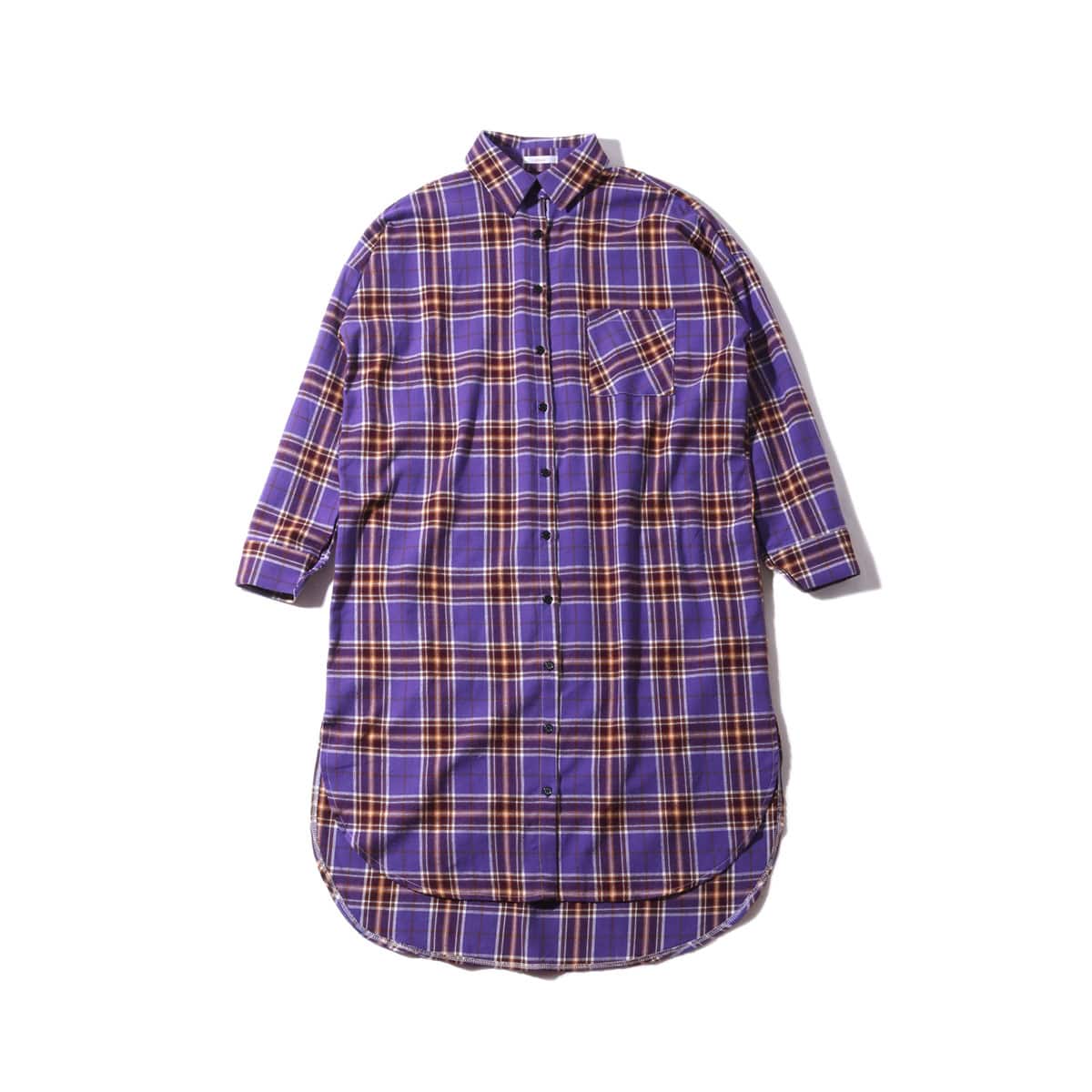 atmos pink ロング チェック シャツ PURPLEのメイン画像