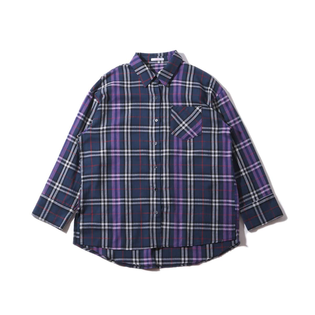 atmos pink グレンチェック柄 シャツ NAVYのメイン画像