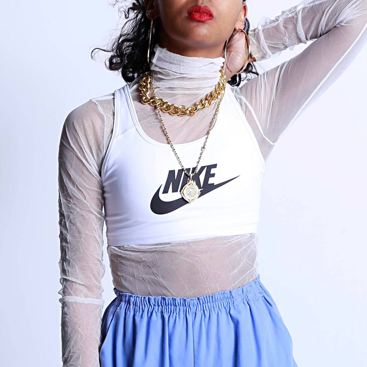atmos pink しわ加工 タートル オーガンジー トップス WHITE 20SP-I_photo_large
