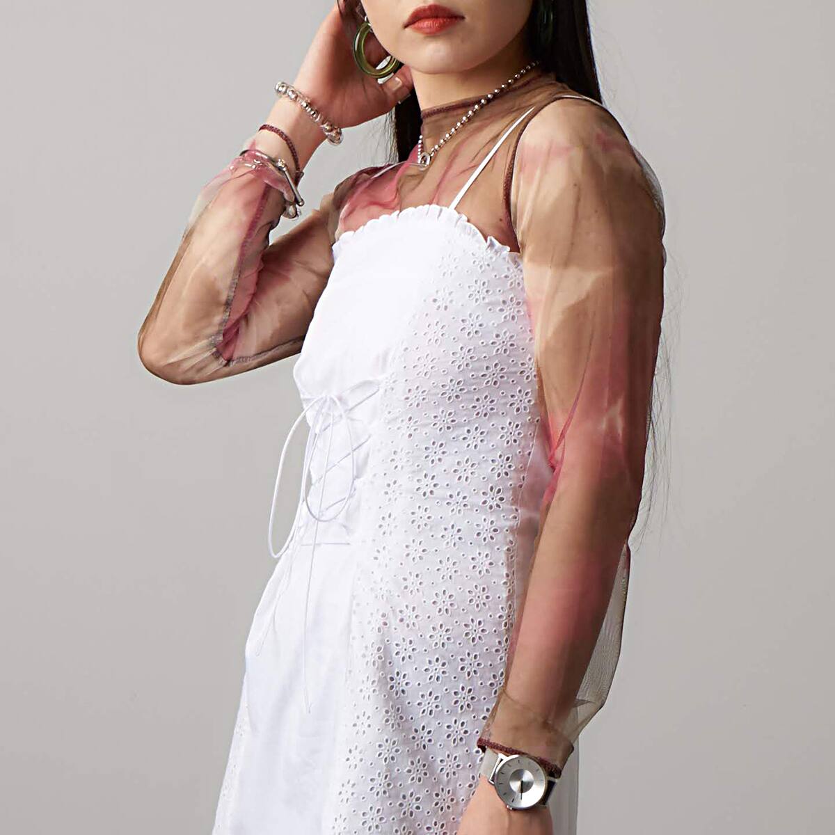 atmos pink タイダイ柄 オーガンジー トップス RED 20SP-I_photo_large