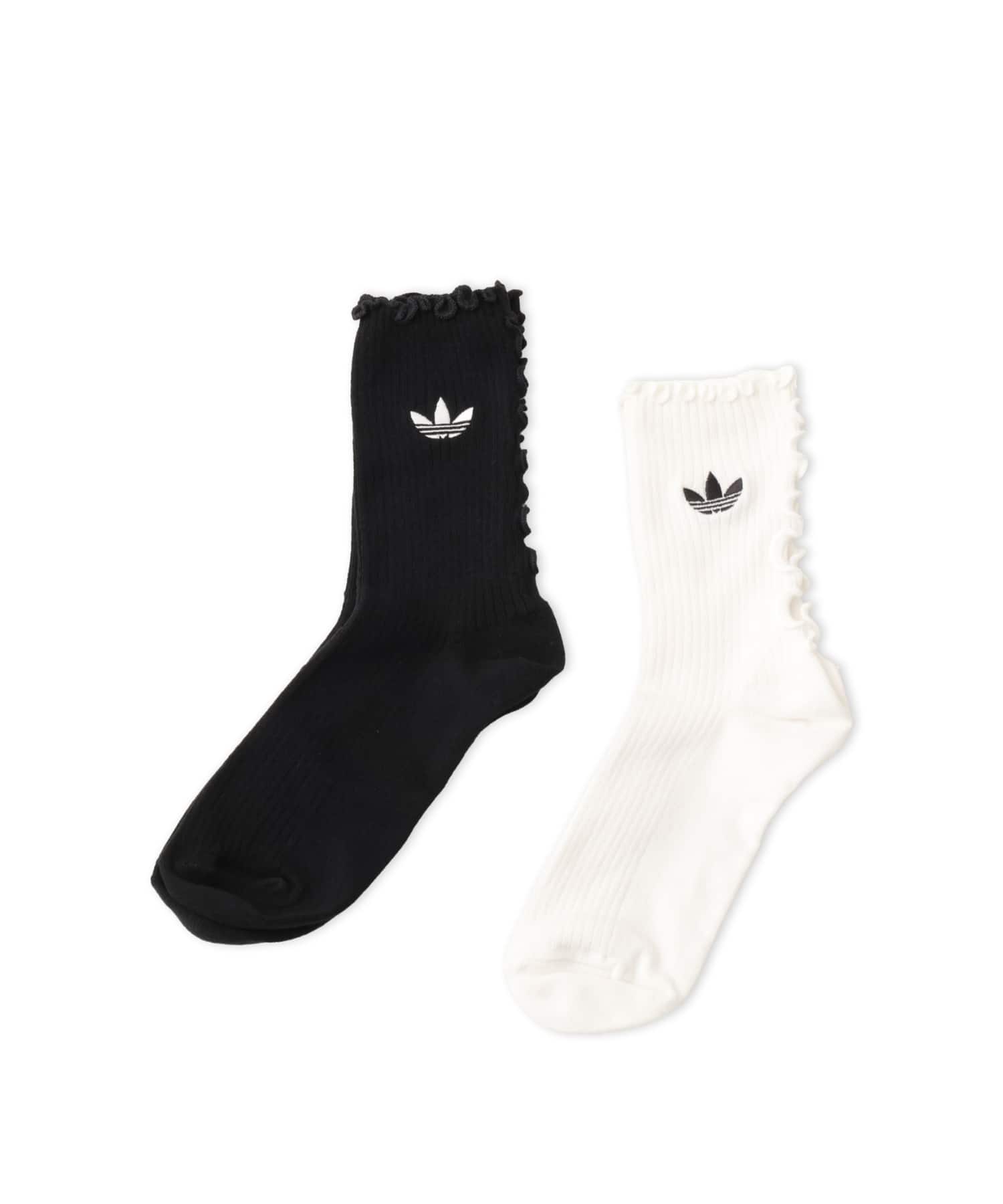 adidas RUFFLE CREW SOCKS 2 PAIRS ブラック/ホワイトのメイン画像