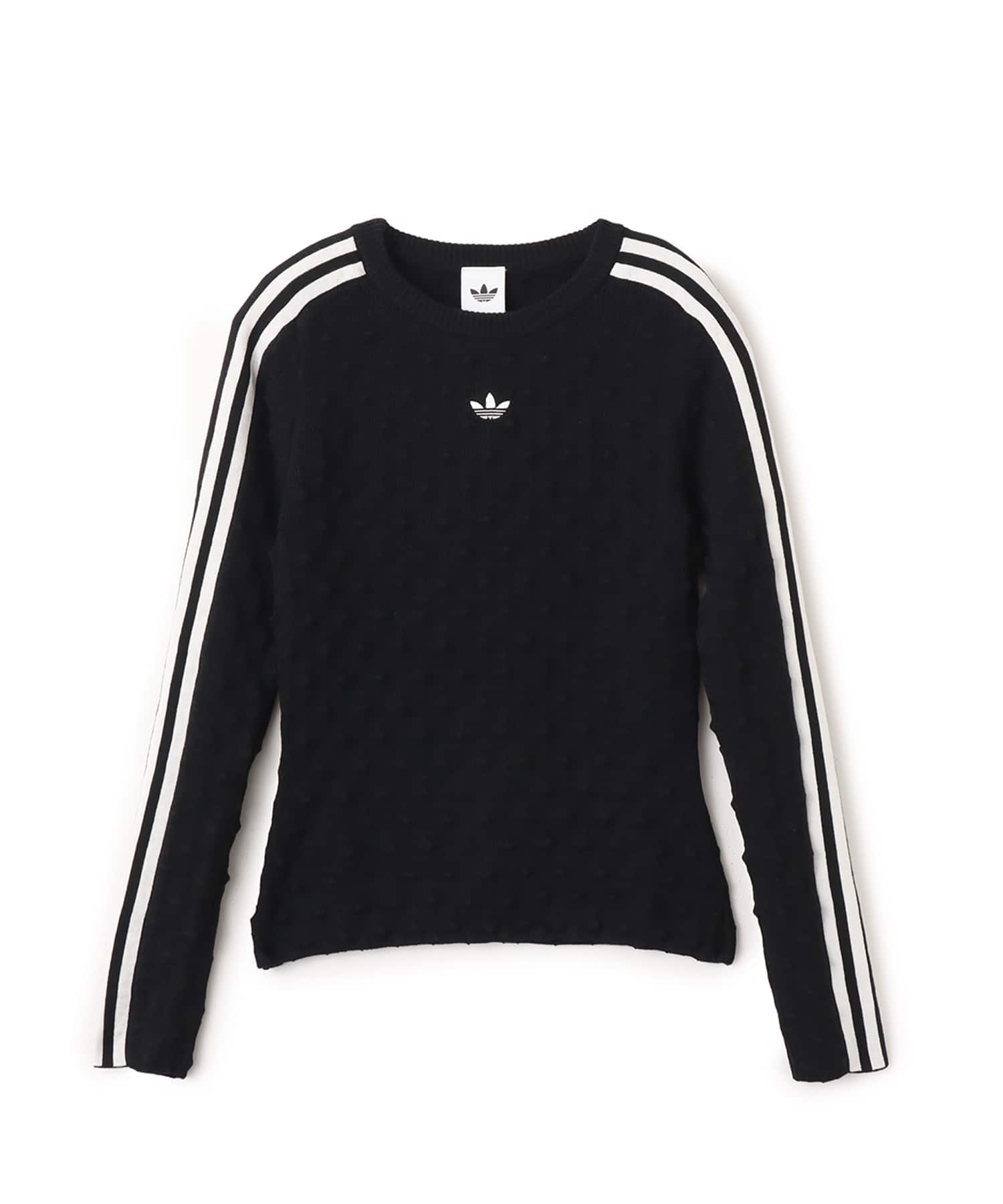 adidas SLIM SOLID SPIKE KNIT SWEATSHIRT ブラックのメイン画像