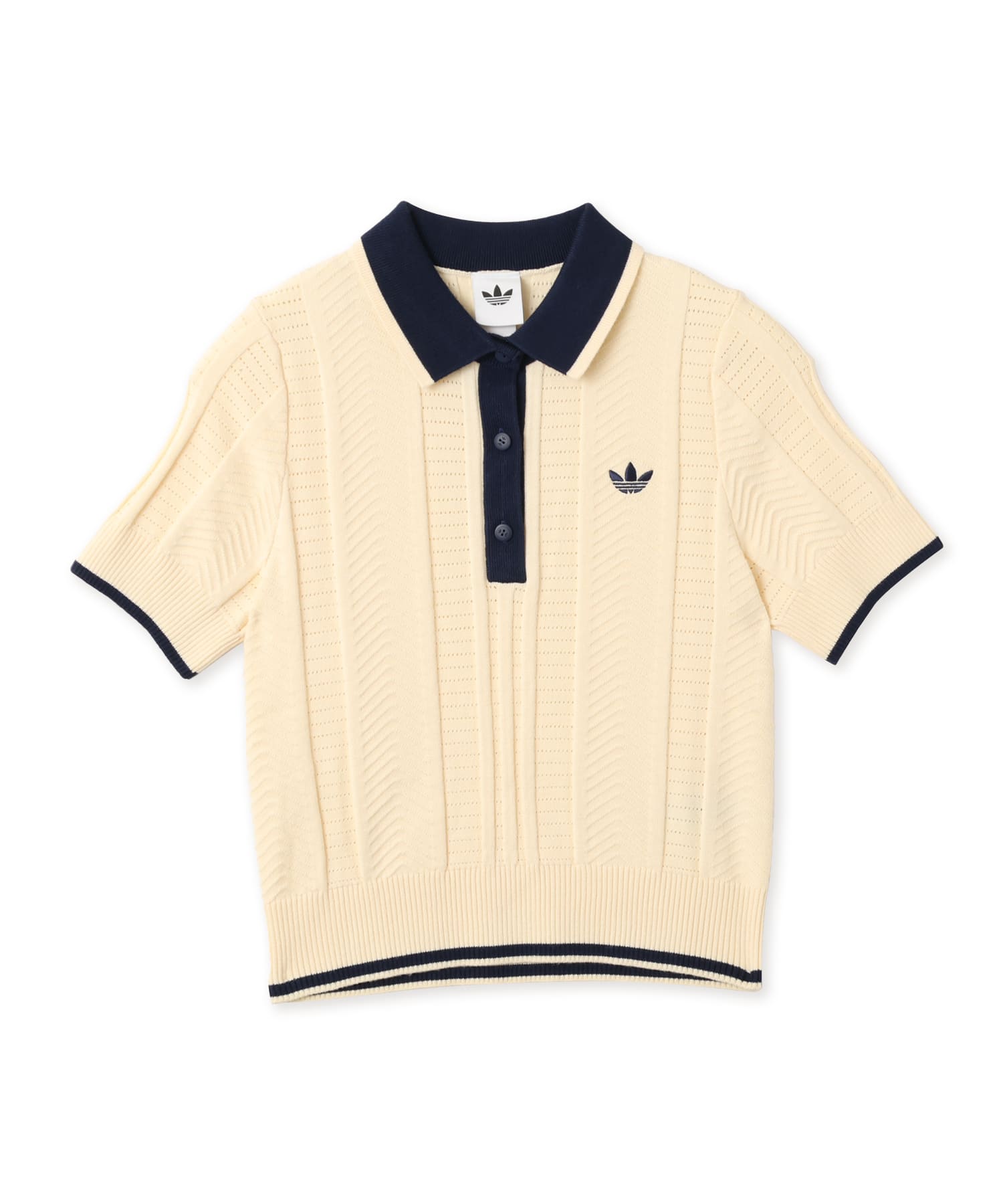adidas CABLE KNIT CALI TEE POLO ウォームバニラのメイン画像