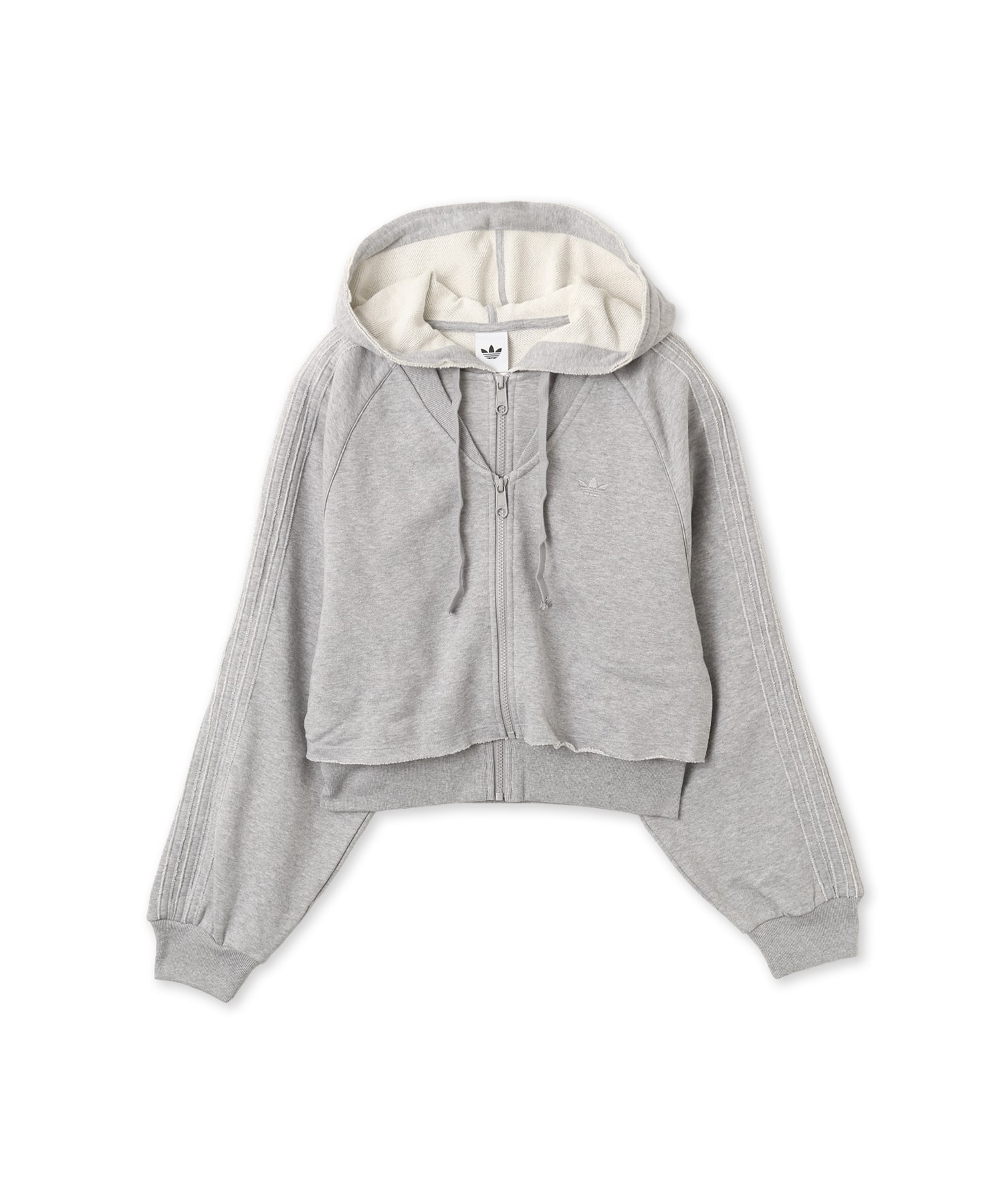 adidas SST DOUBLE FRONT HOODY ミディアムグレーヘザーのメイン画像