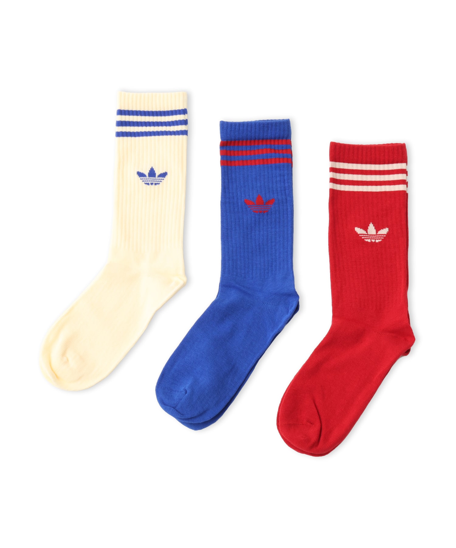 adidas CREW SOCK 3 PAIR PACK KIDS チームビクトリーレッド/ボールドブルー/ウォームバニラのメイン画像