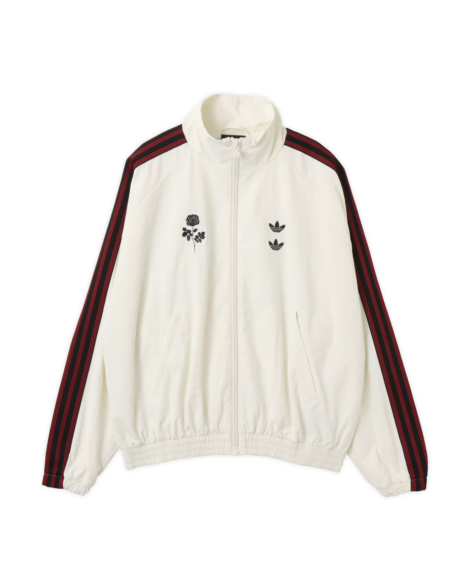 ゆのちゃ様　 Embroidery zipトラックジャケット カラーミックストラックジャージジャケット【アイボリー】