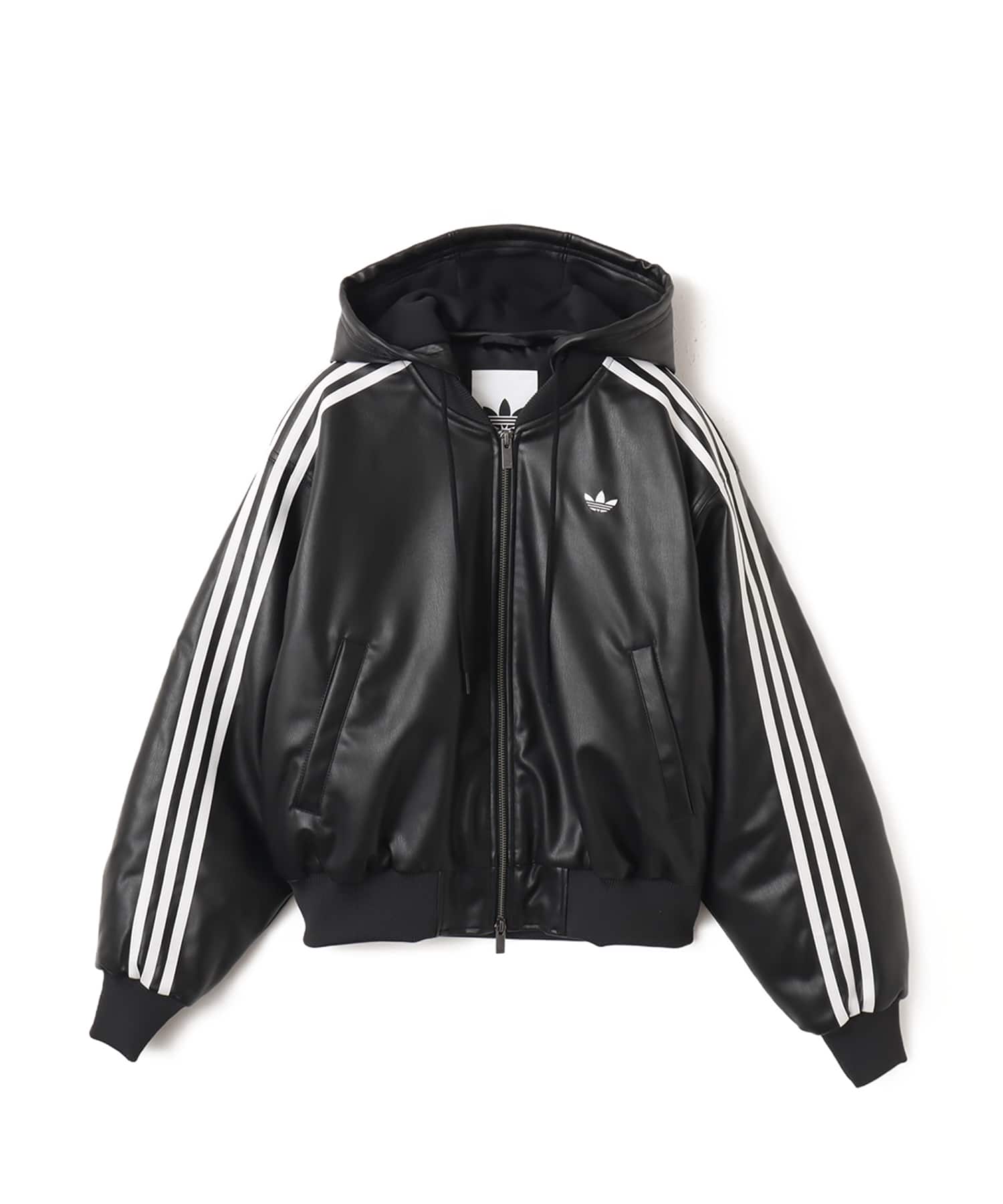 adidas W PLEATHER JACKET ブラックのメイン画像