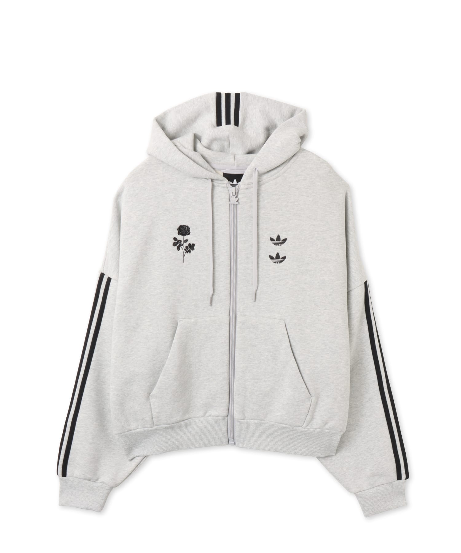 adidas CHAVARRIA FULL ZIP LOGO HOODIE ライトグレーヘザーのメイン画像